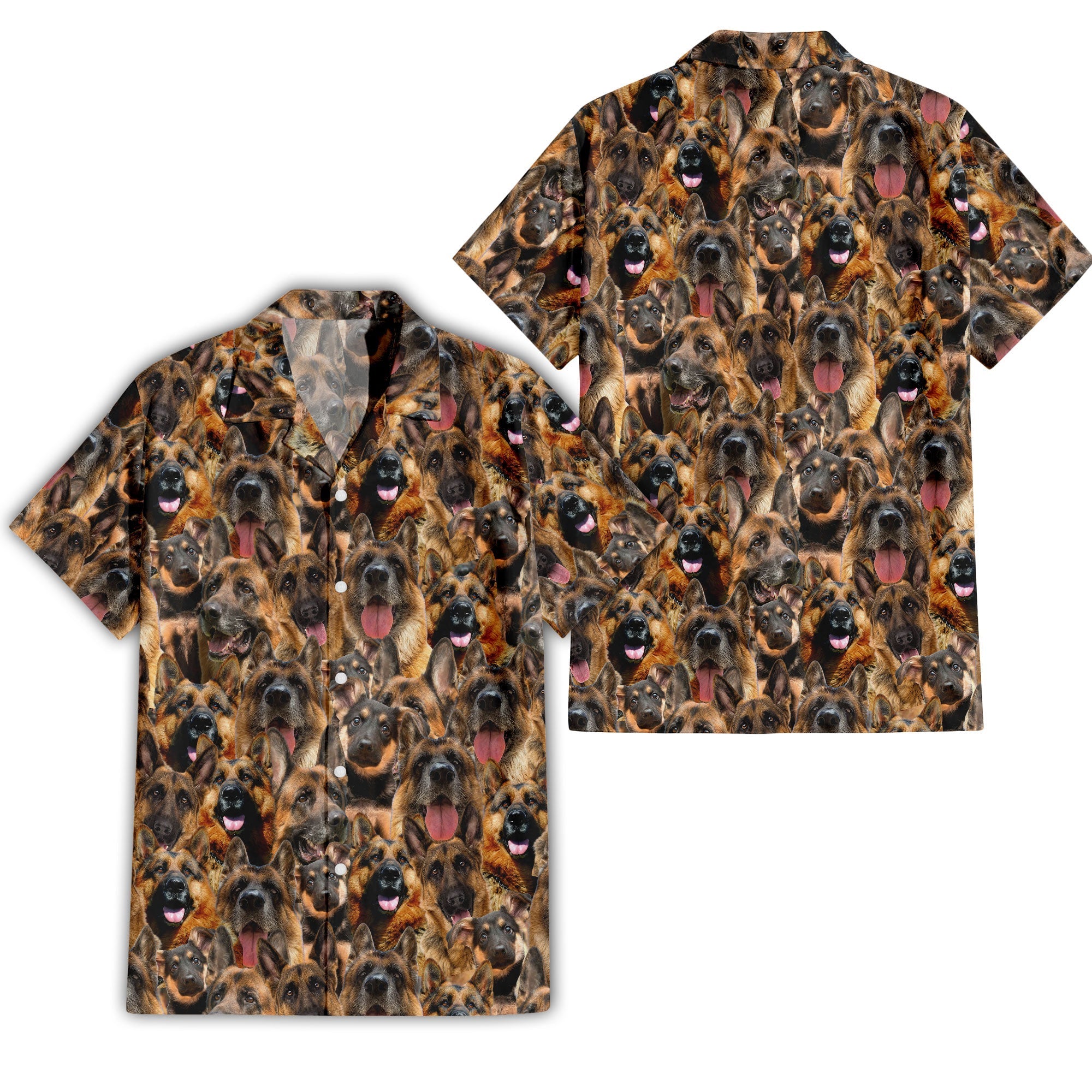 German Shepherd - Golden Retriever Full Face Hawaiian Shirt & Short