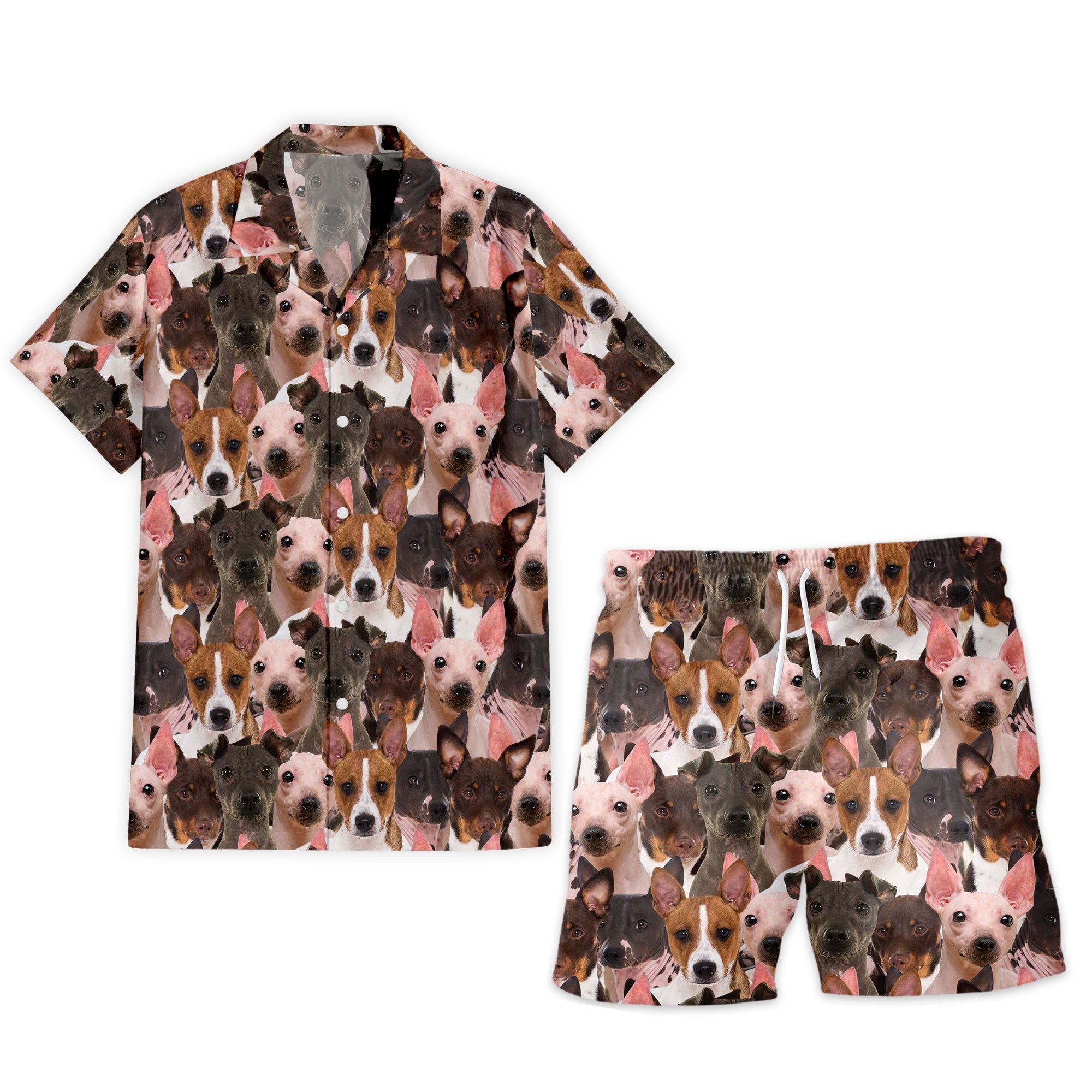 American Hairless Terrier Full Face Hawaiian Shirt & Short
