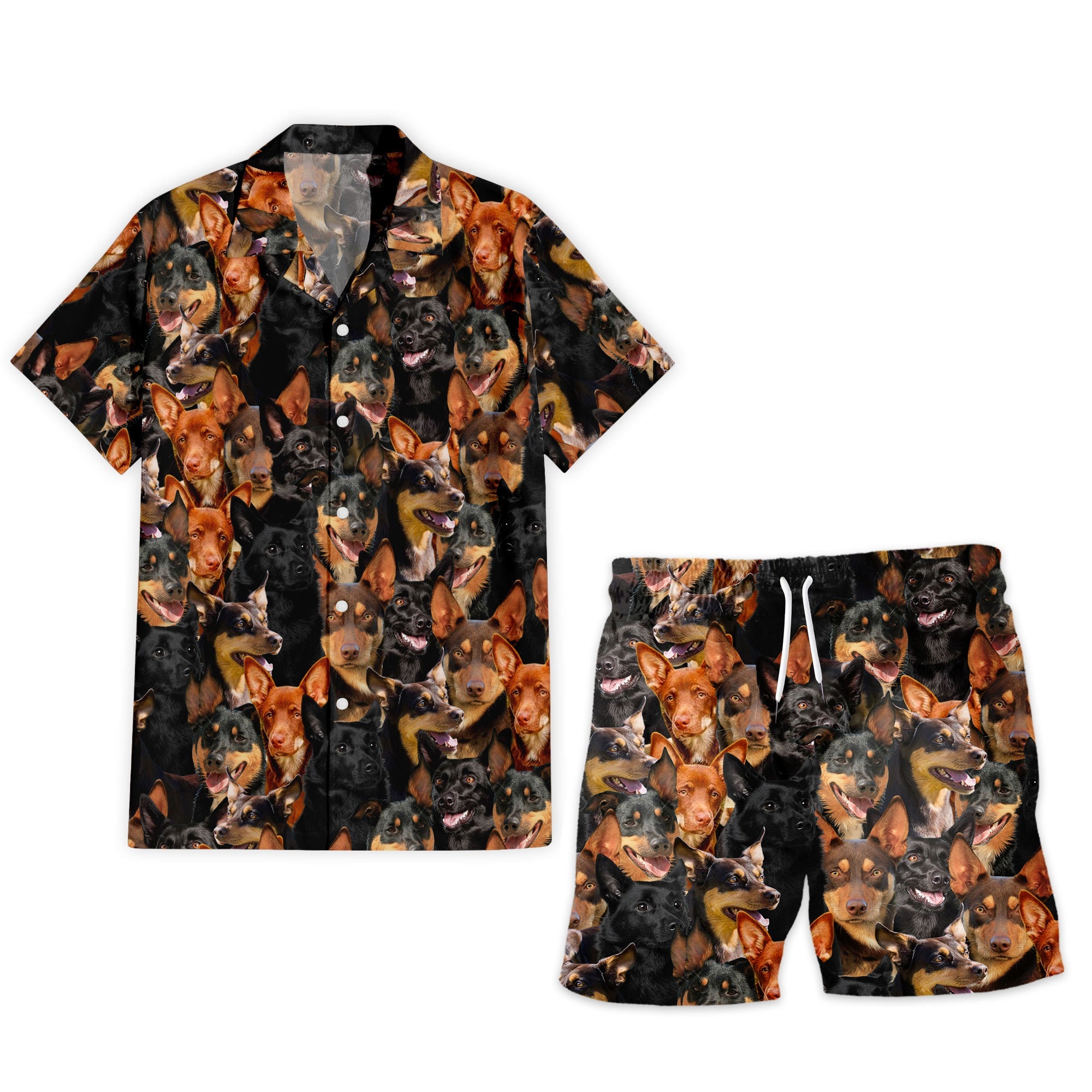 Australian Kelpie Full Face Hawaiian Shirt & Short