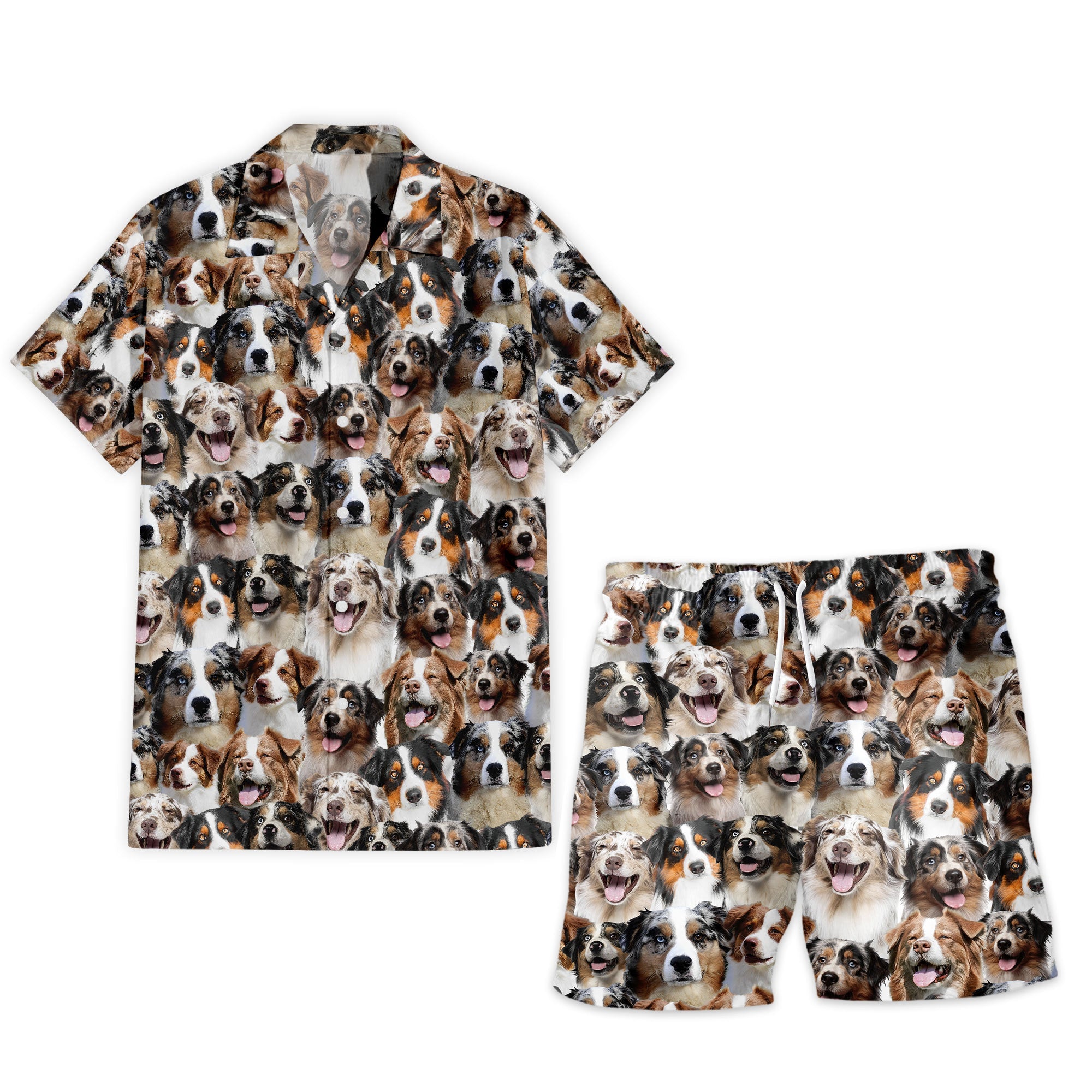 Australian Shepherd Full Face Hawaiian Shirt & Short