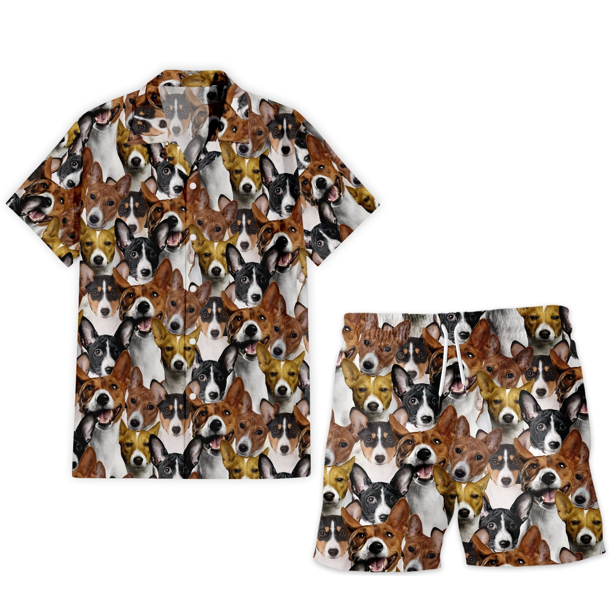 Basenji Full Face Hawaiian Shirt & Short