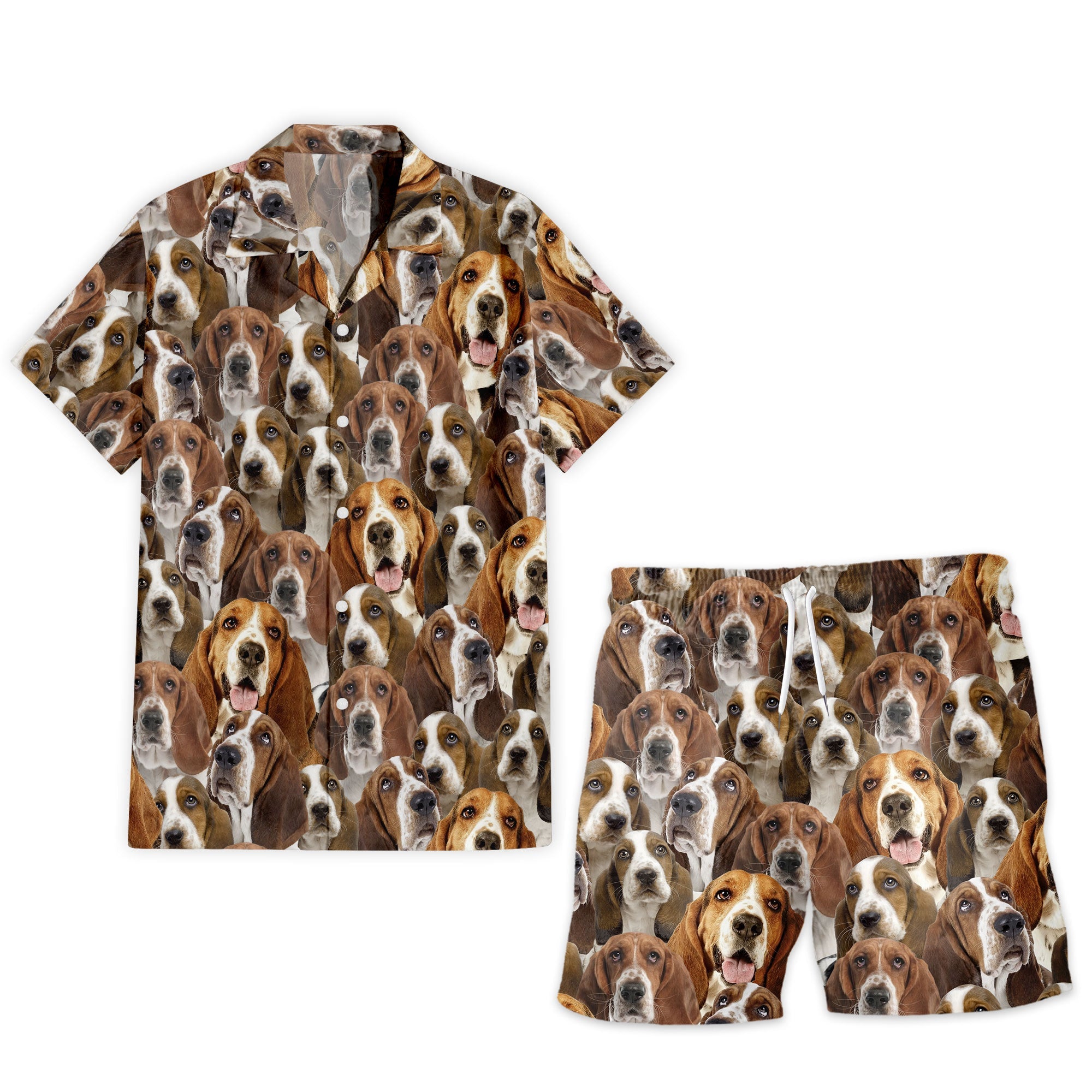 Basset Hound Full Face Hawaiian Shirt & Short