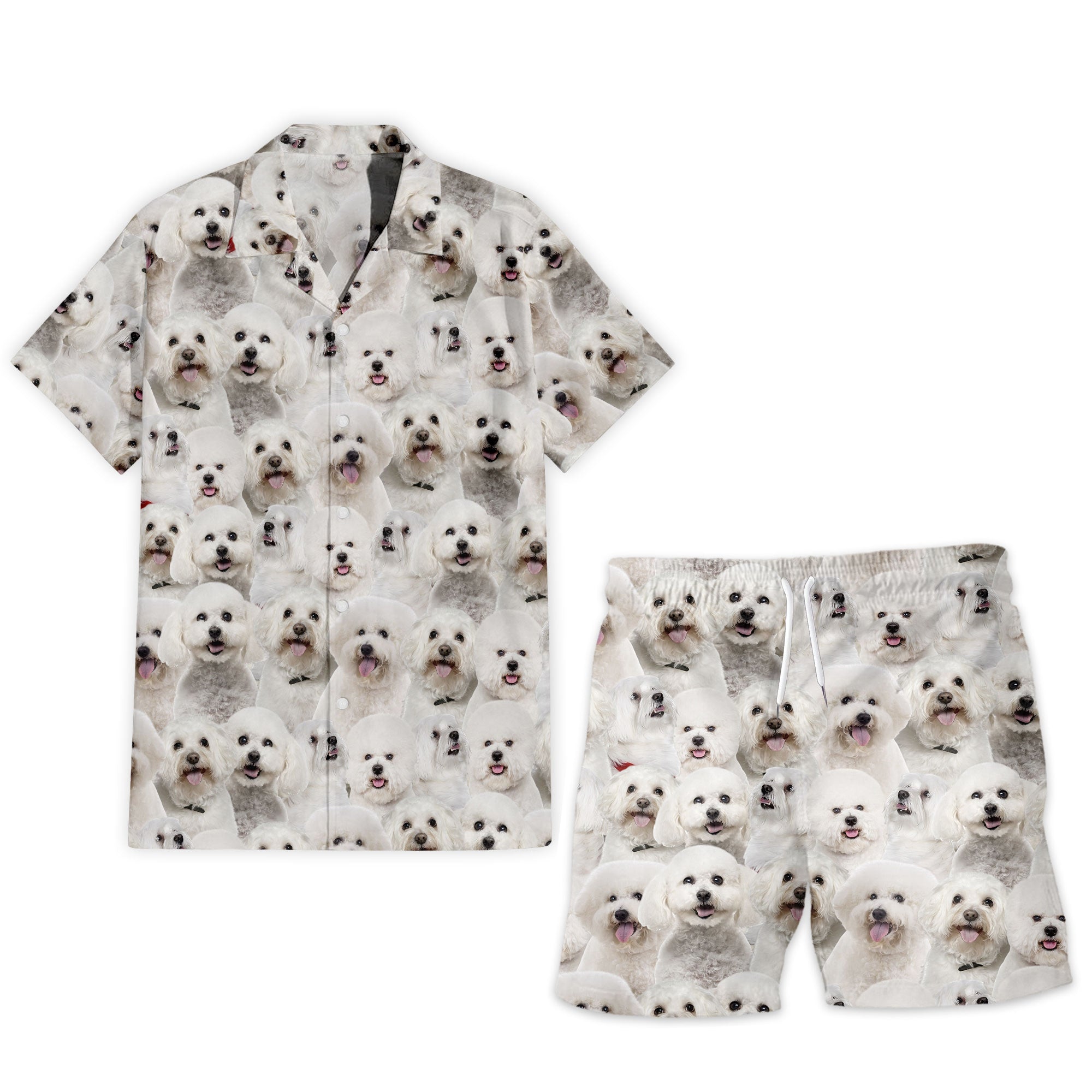 Bichon Frise Full Face Hawaiian Shirt & Short