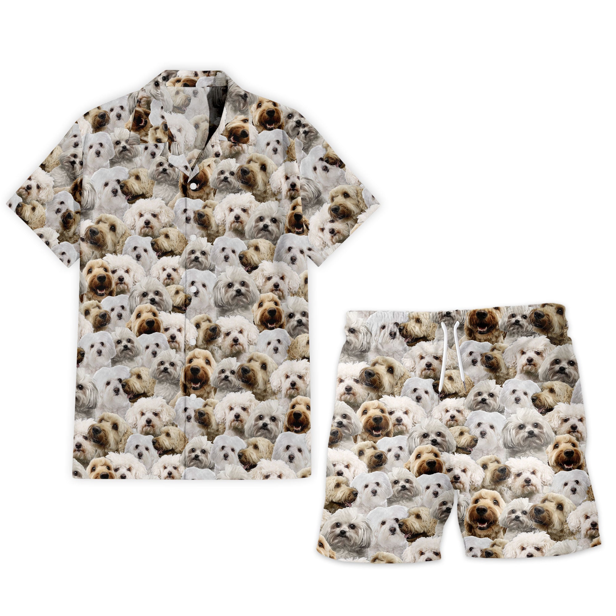 Bolognese Dog Full Face Hawaiian Shirt & Short