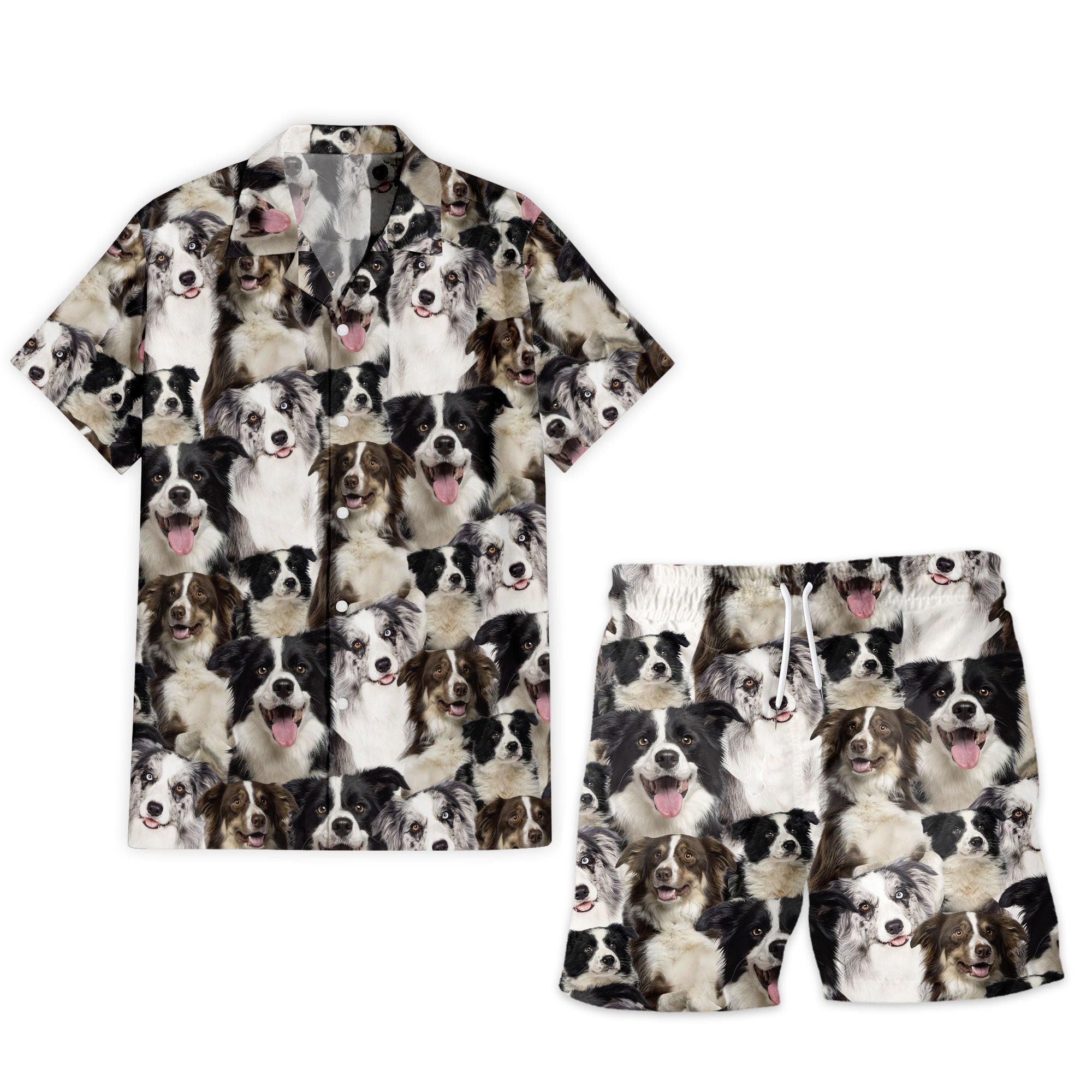Border Collie Full Face Hawaiian Shirt & Short