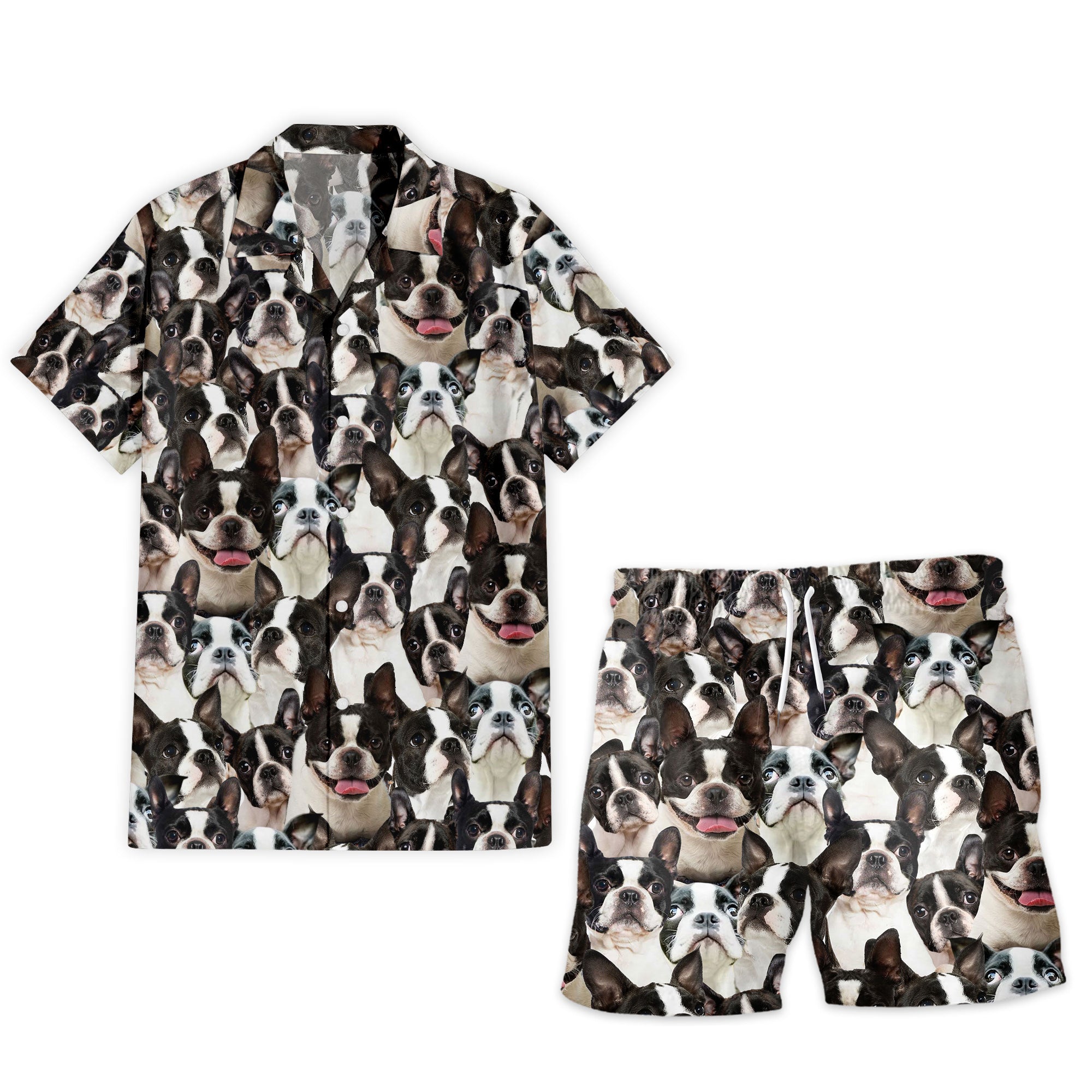 Boston Terrier Full Face Hawaiian Shirt & Short