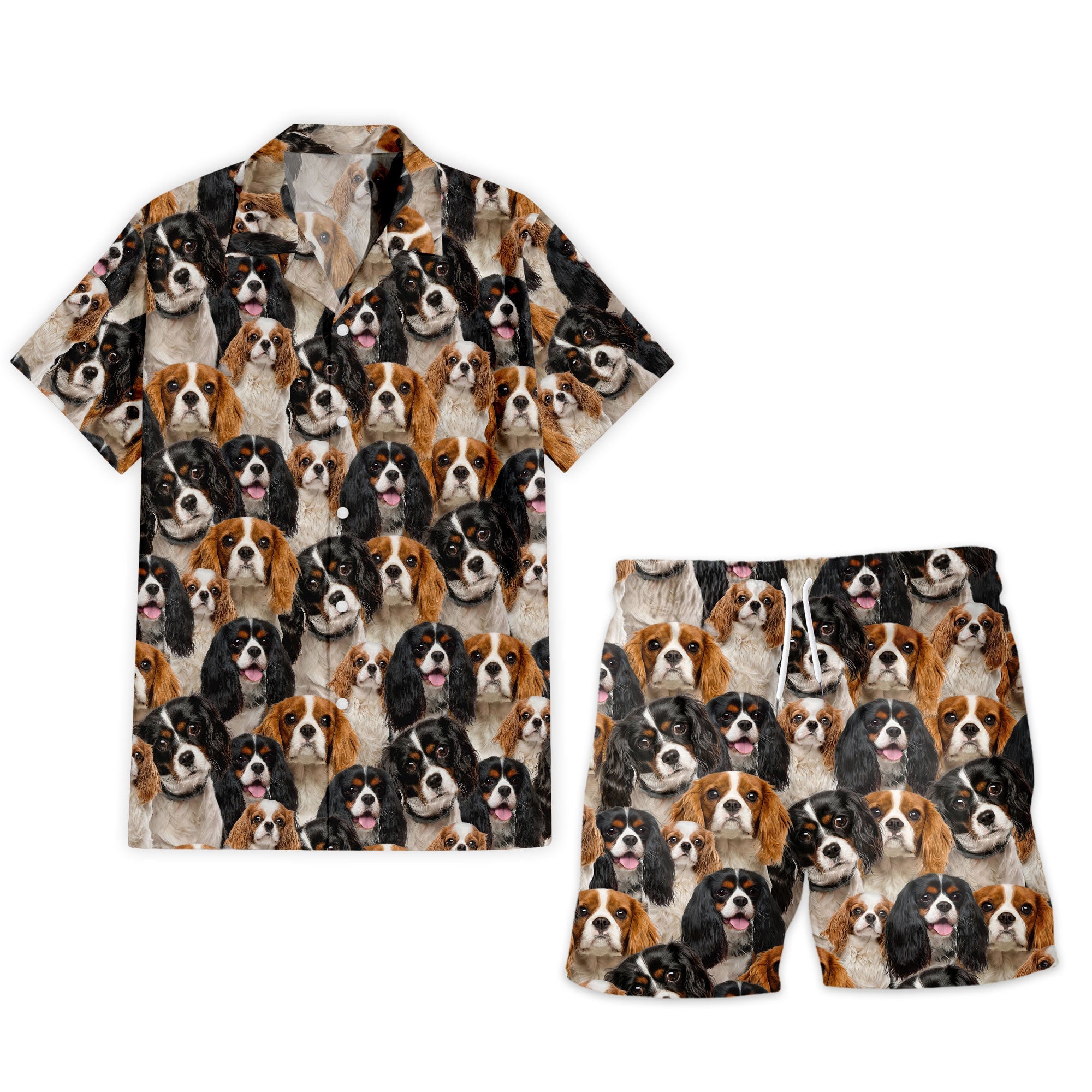 Cavalier King Charles Spaniel Full Face Hawaiian Shirt & Short
