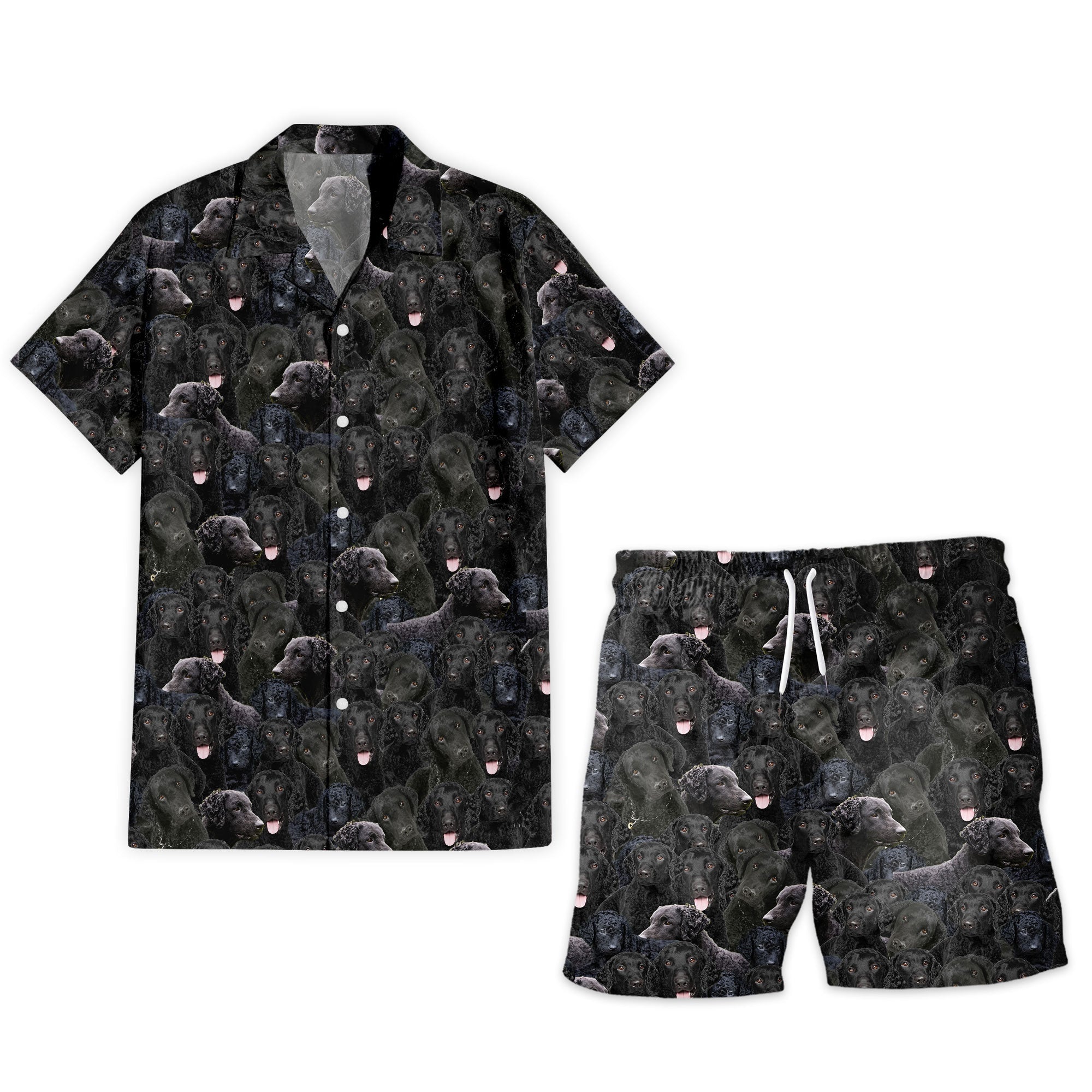 Curly Coated Retriever Full Face Hawaiian Shirt & Short