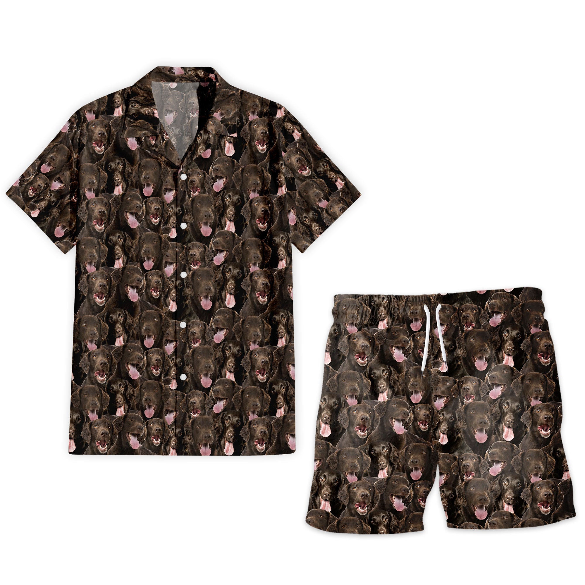 Flat Coated Retriever Full Face Hawaiian Shirt & Short