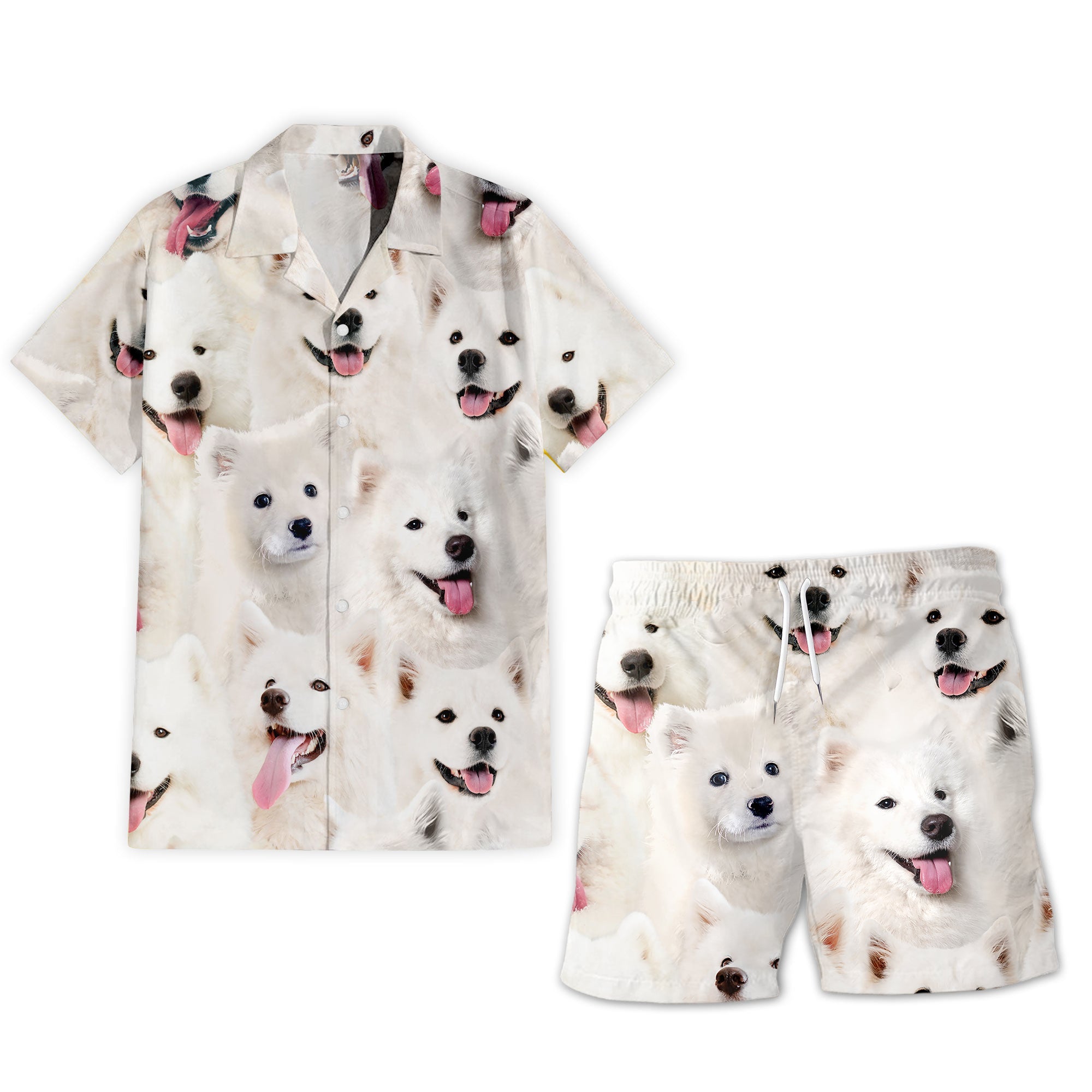 Samoyed Full Face Hawaiian Shirt & Short