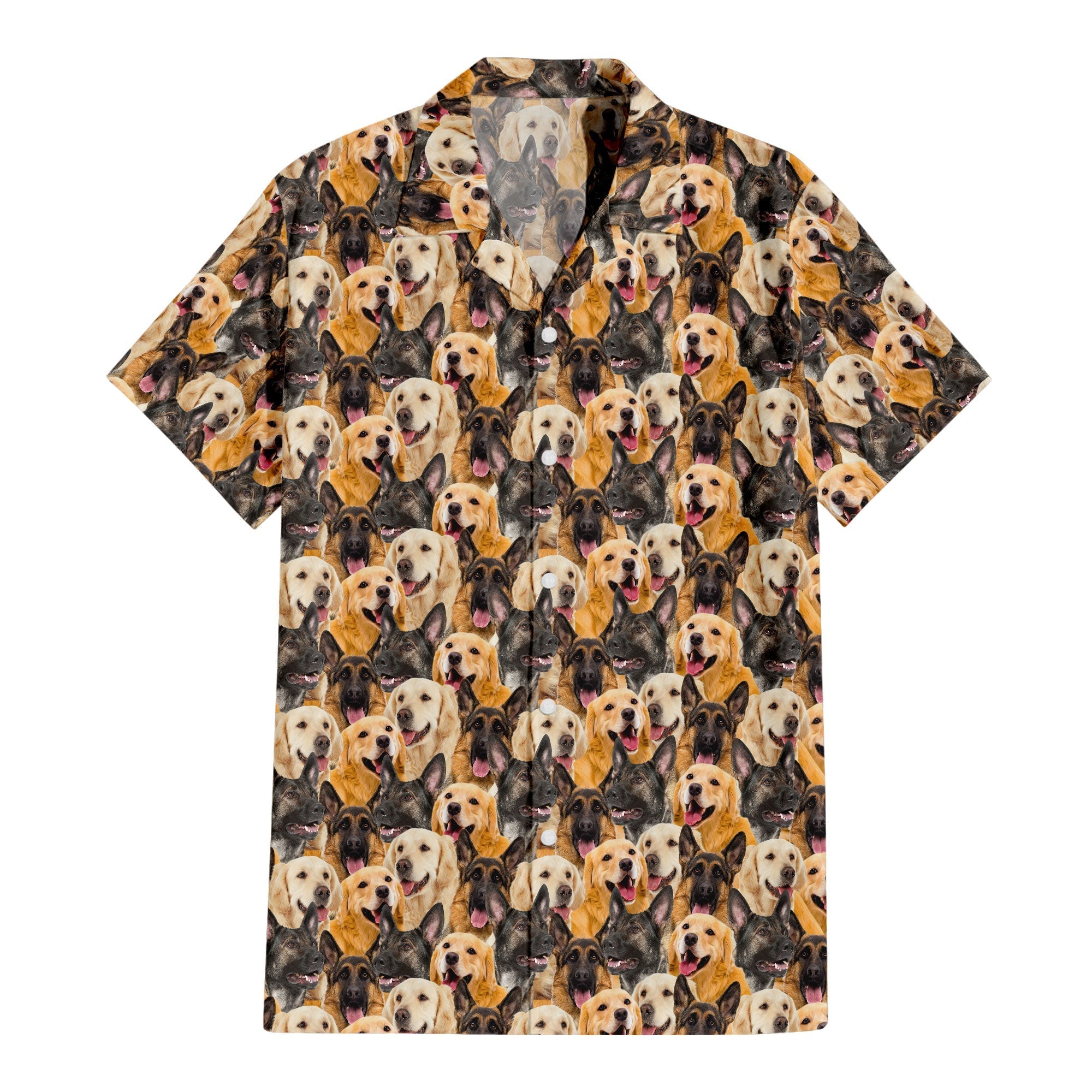 German Shepard - Golden Retriever Full Face Hawaiian Shirt & Short