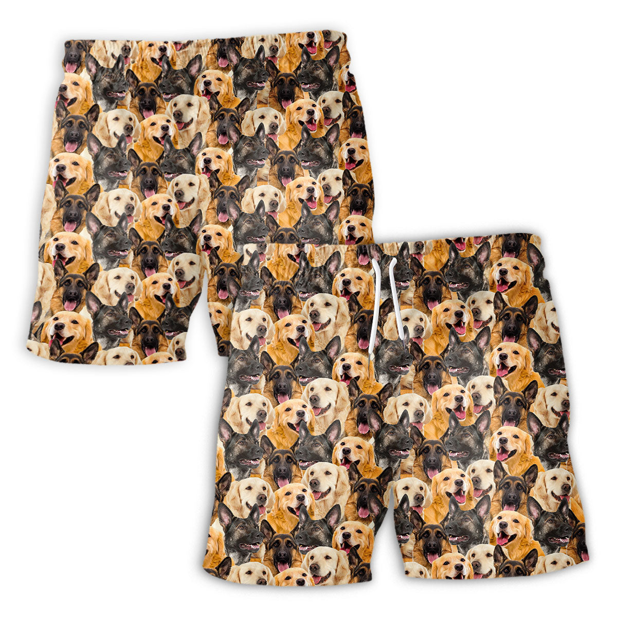 German Shepard - Golden Retriever Full Face Hawaiian Shirt & Short