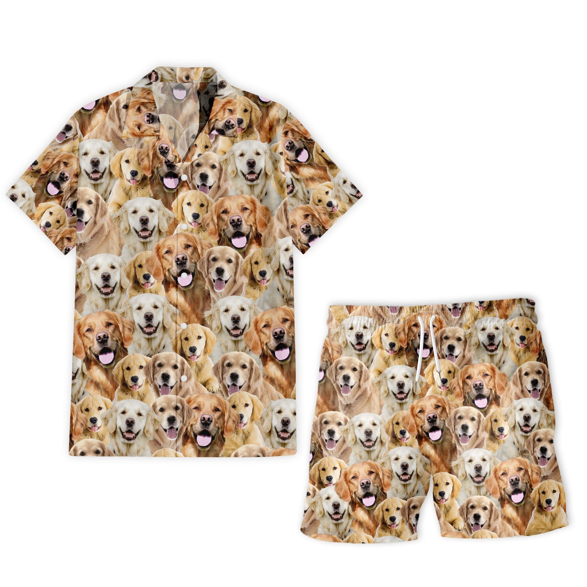 Golden Retriever Full Face Hawaiian Shirt & Short