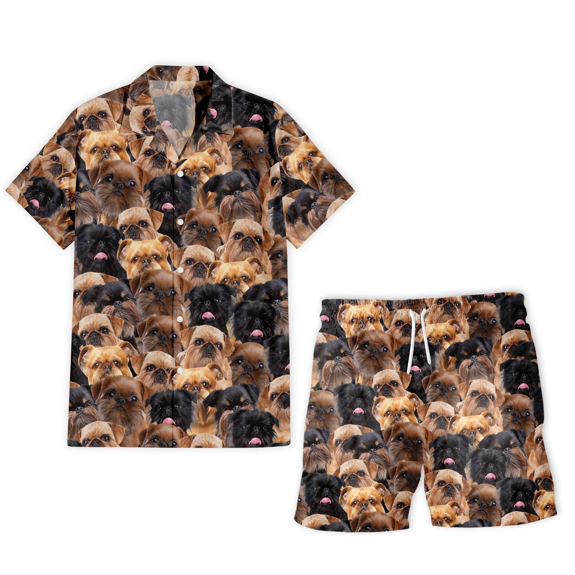 Griffon Bruxellois Full Full Face Hawaiian Shirt & Short