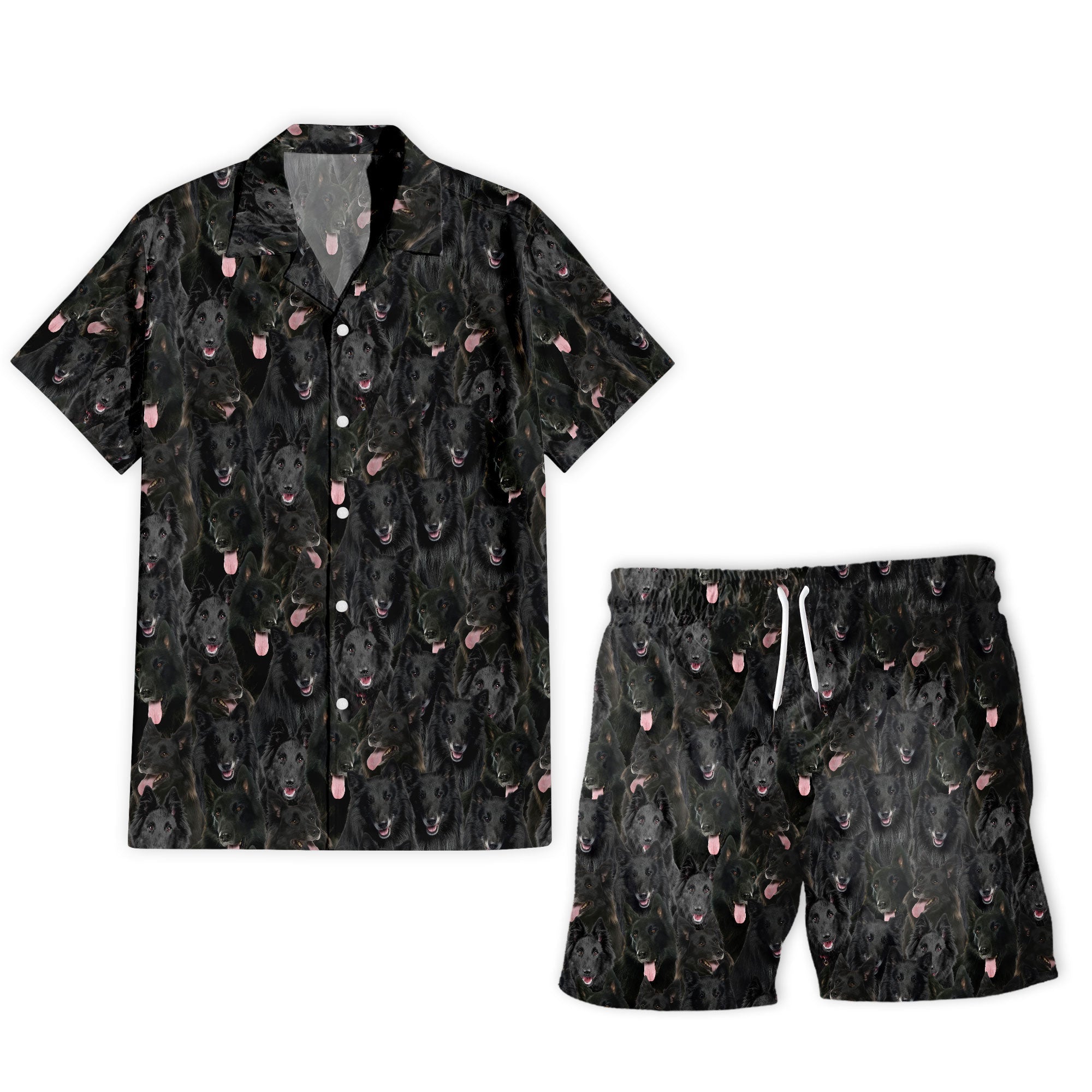 Groenendael Dog Full Face Hawaiian Shirt & Short