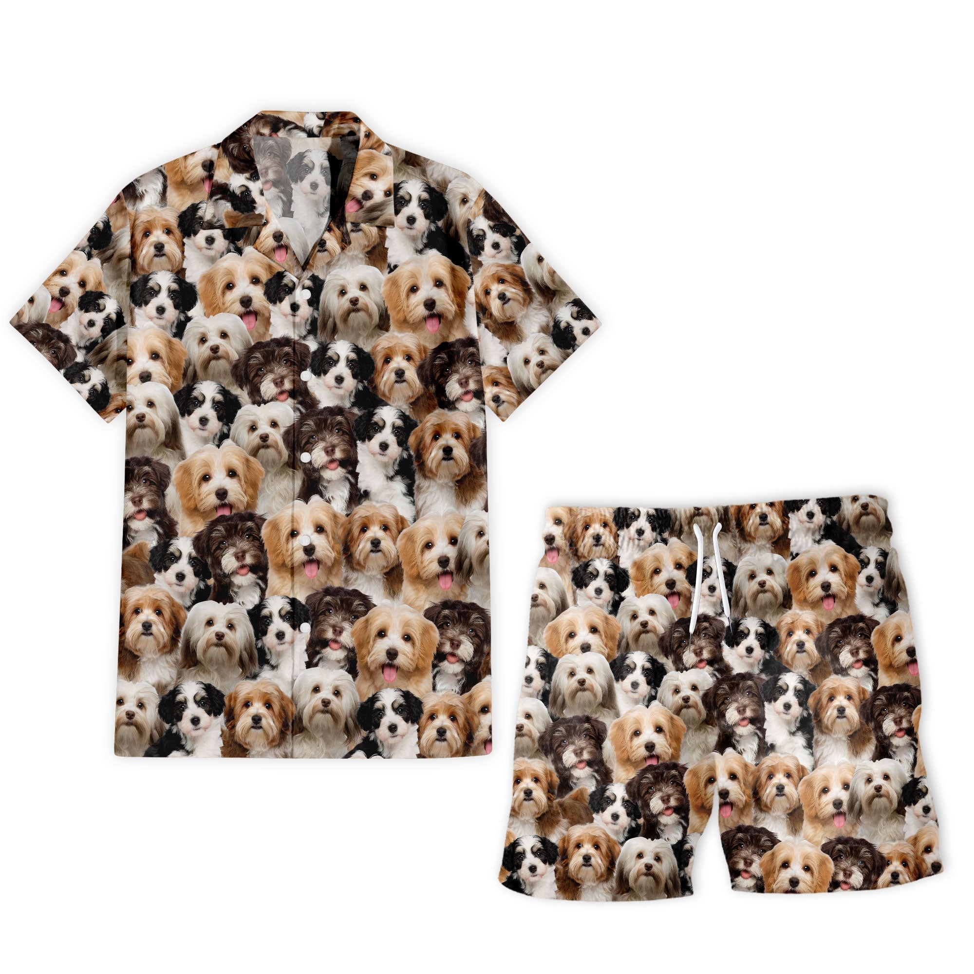 Havanese Full Face Hawaiian Shirt & Short