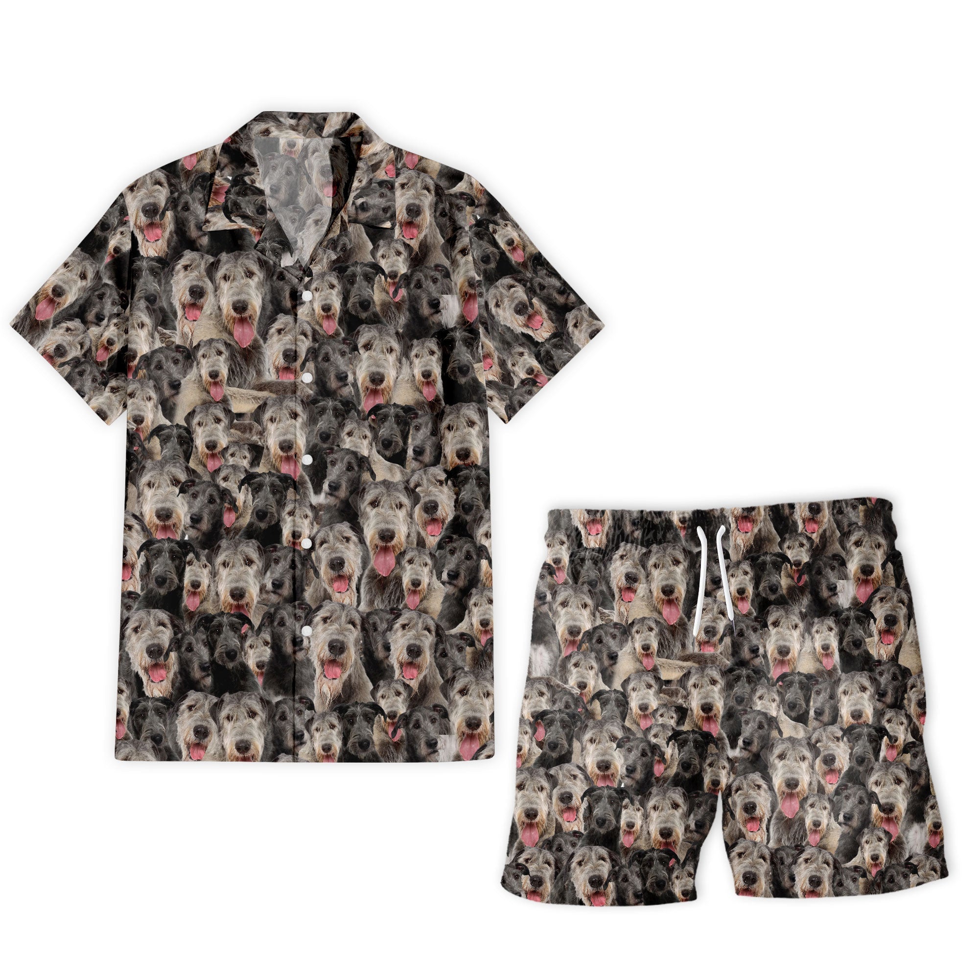 Irish Wolfhound Full Face Hawaiian Shirt & Short