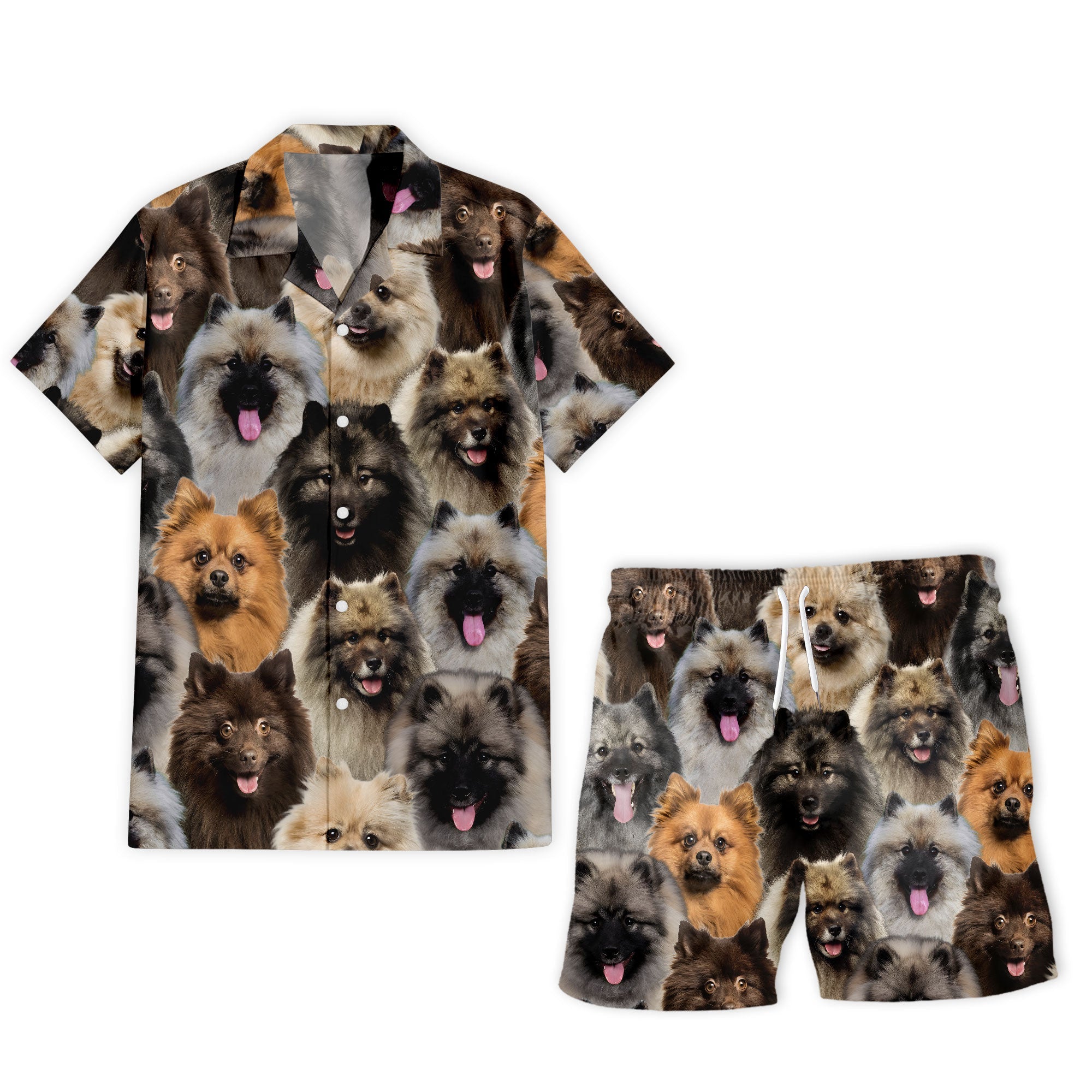Keeshond 2 Full Face Hawaiian Shirt & Short