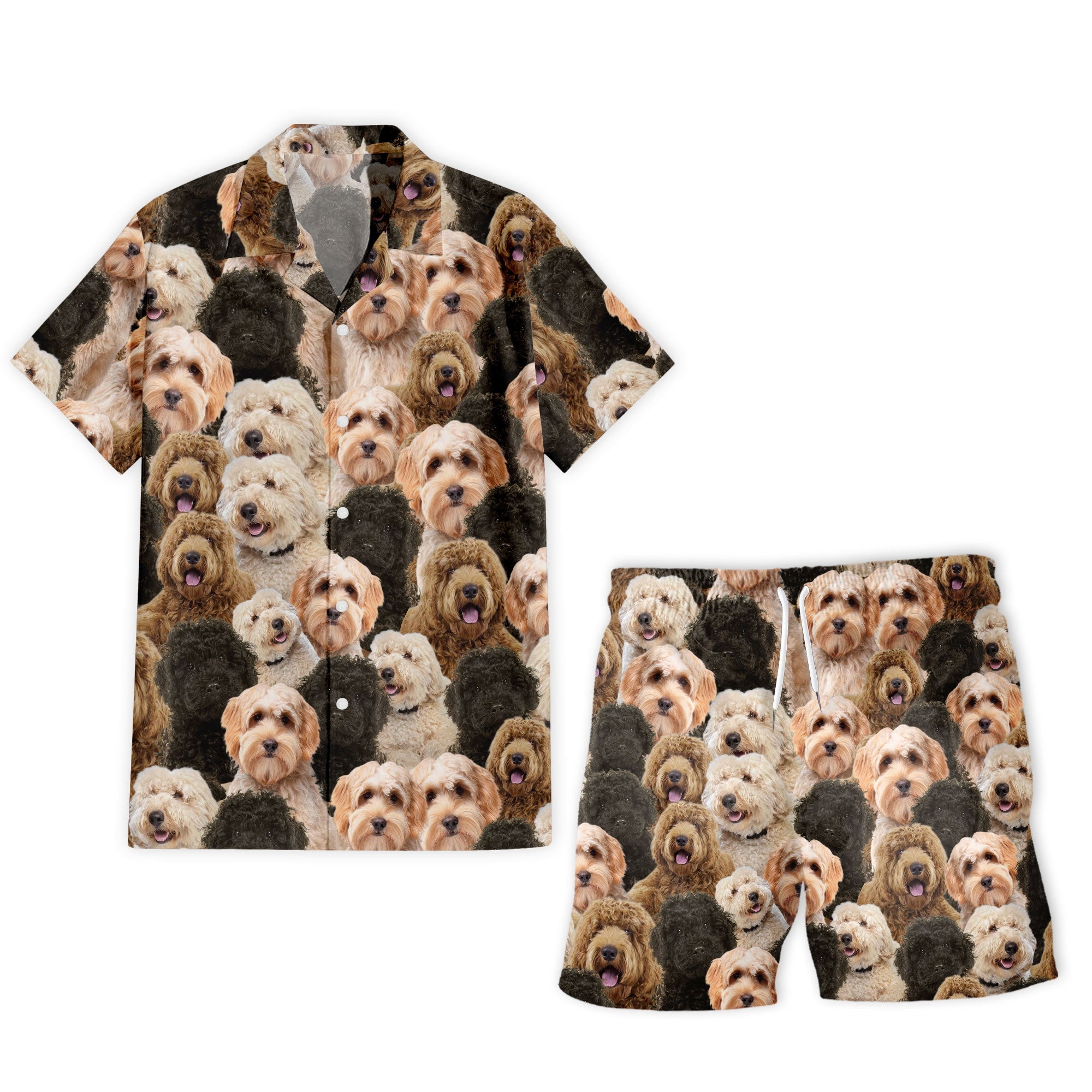 Labradoodle Full Face Hawaiian Shirt & Short