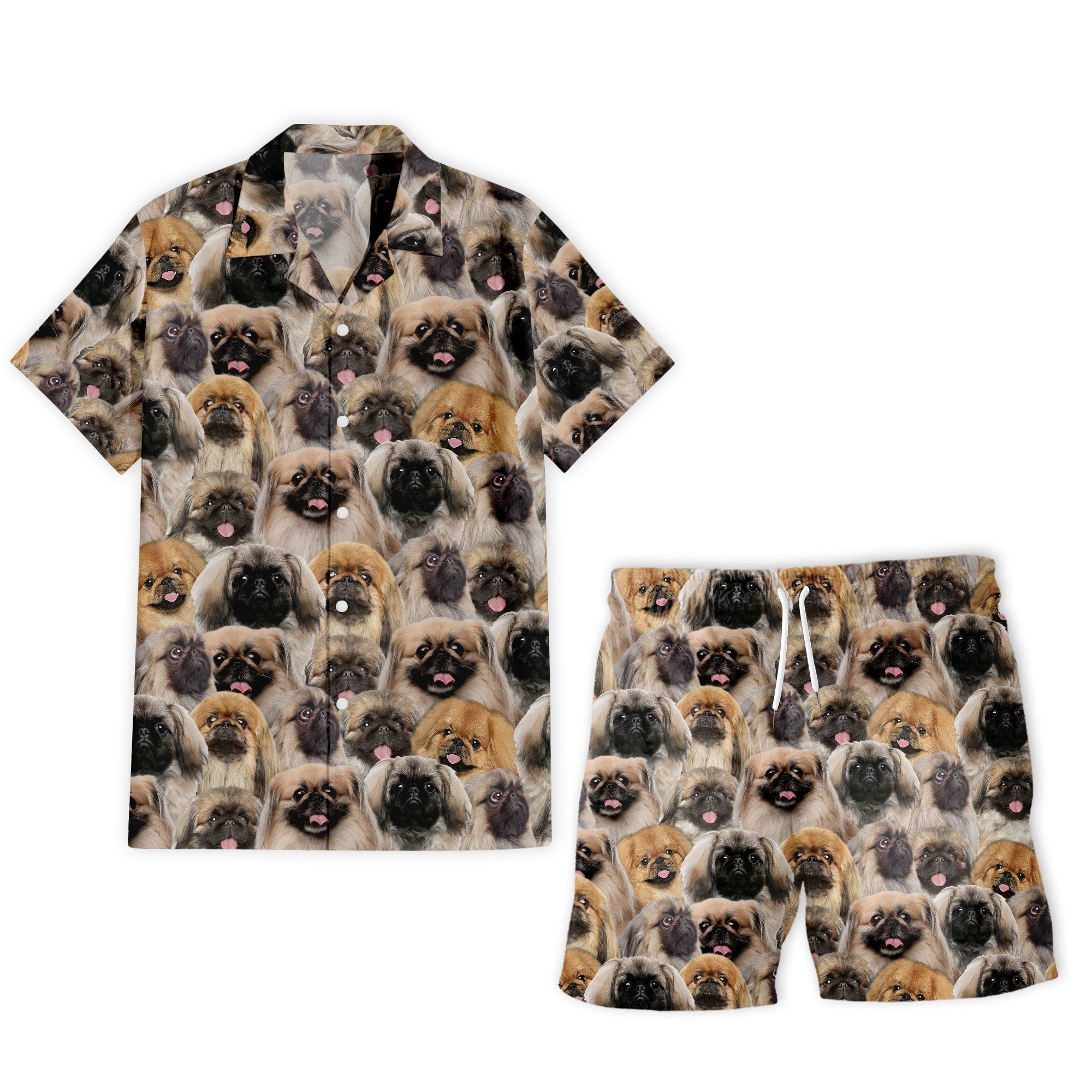 Pekingese Full Face Hawaiian Shirt & Short
