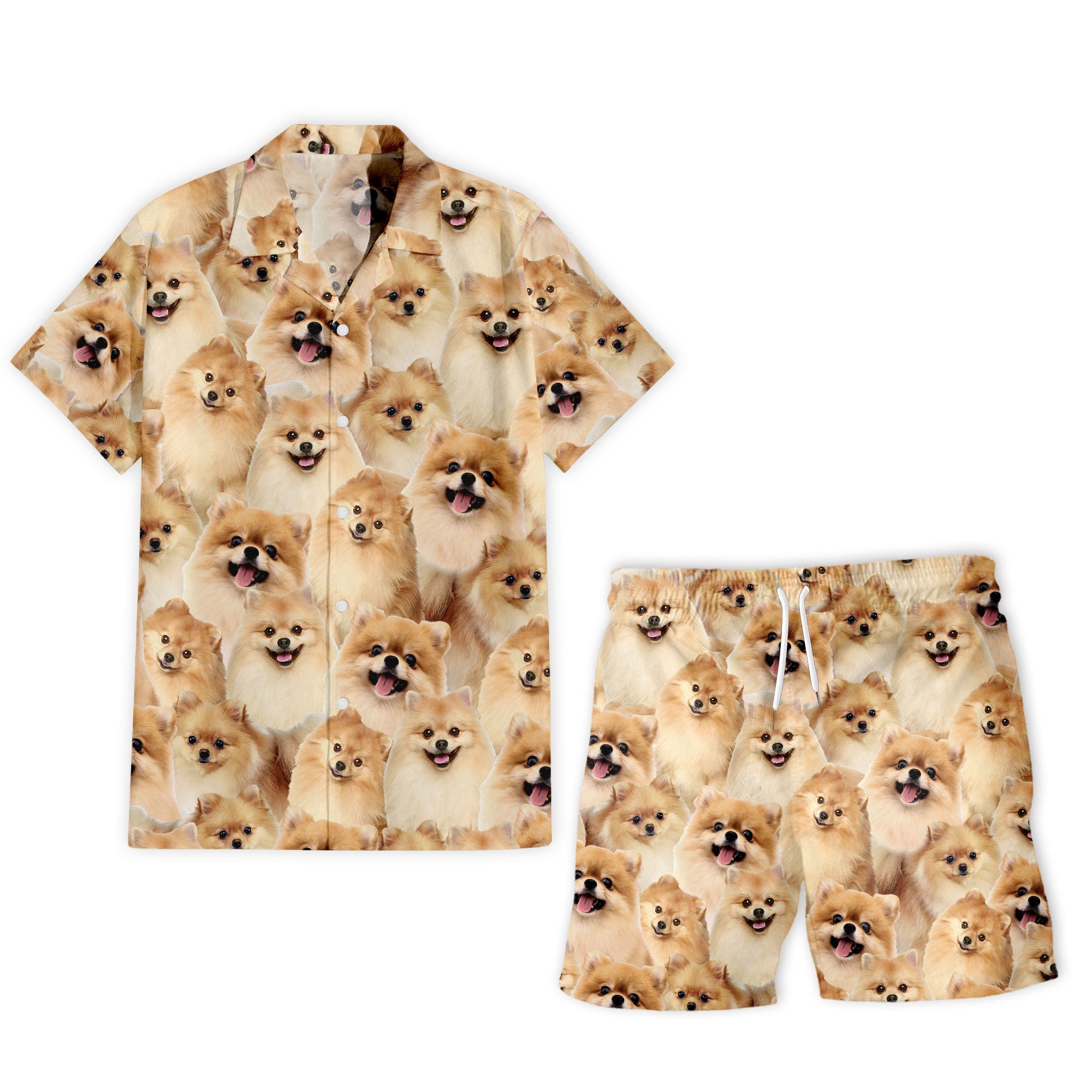 Pomeranian Full Face Hawaiian Shirt & Short