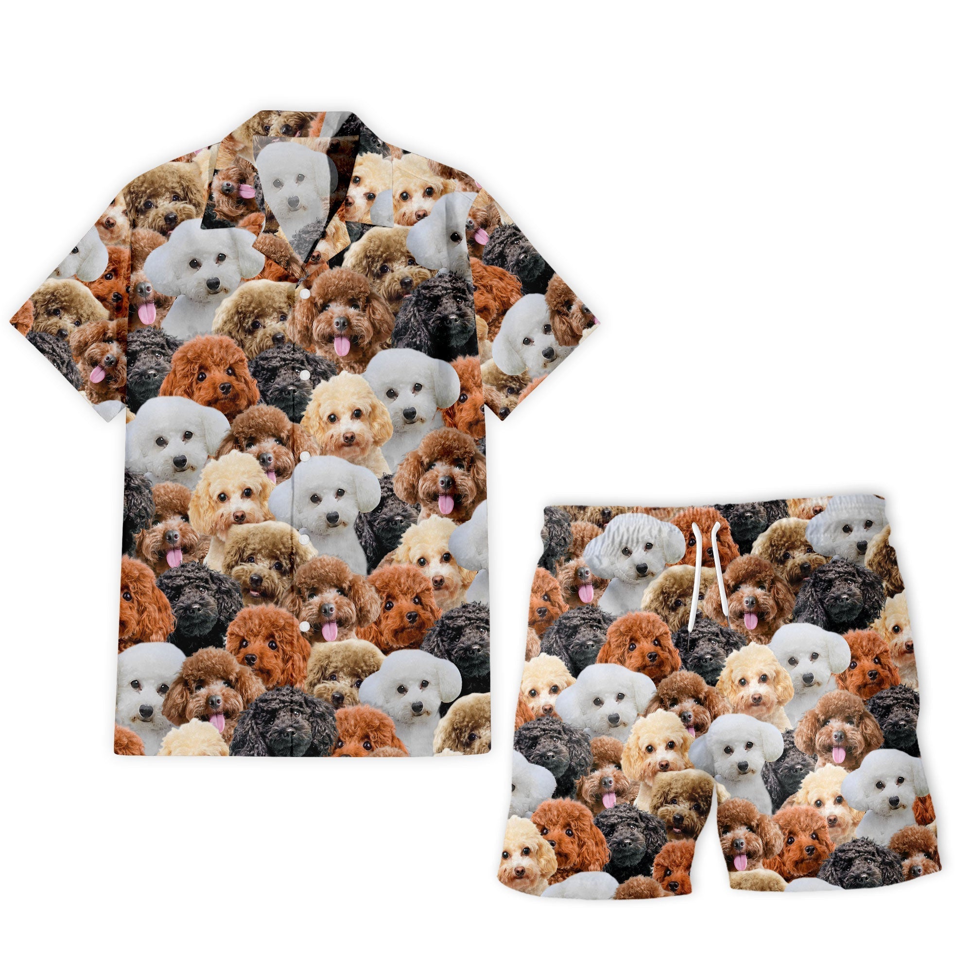 Poodle Full Face Hawaiian Shirt & Short