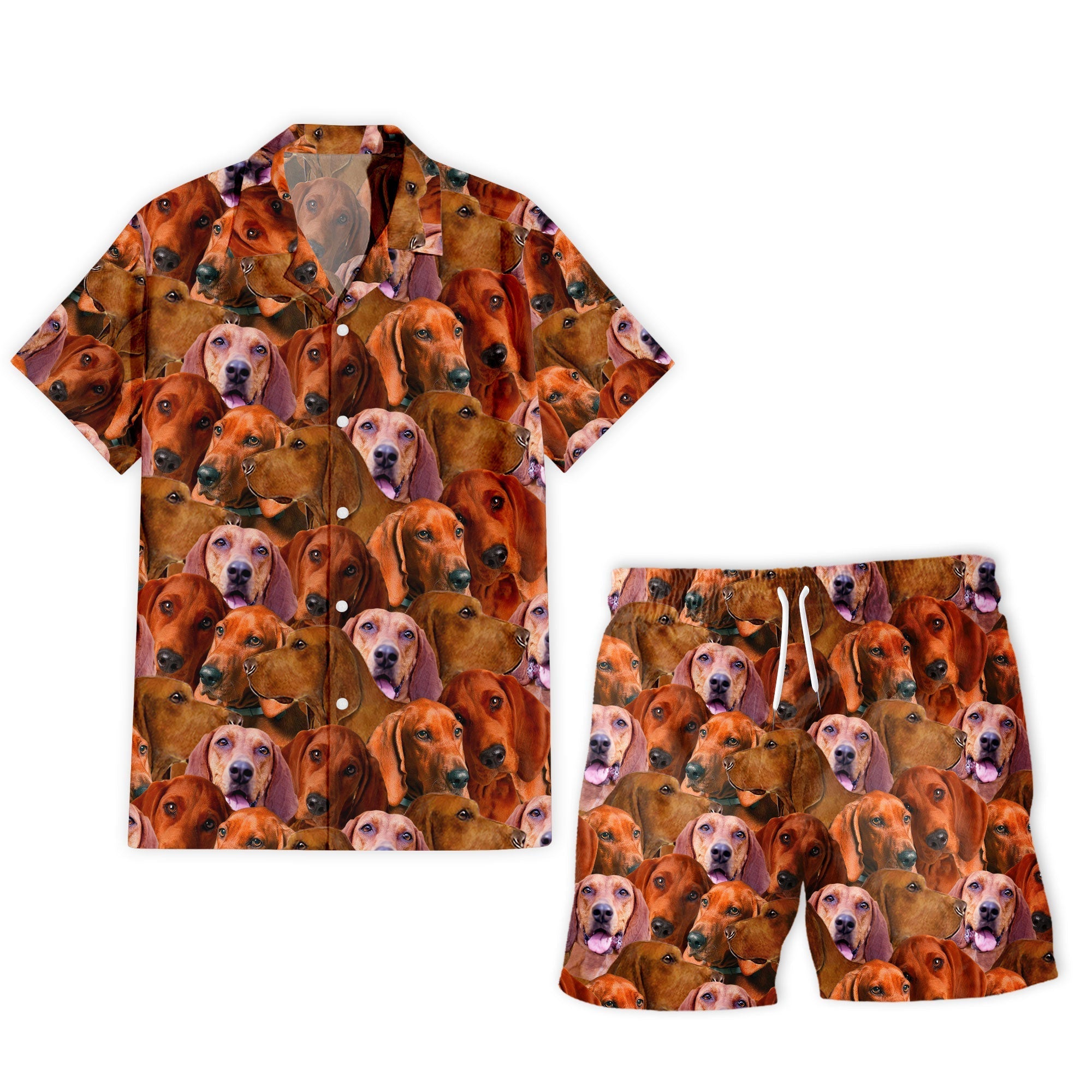 Redbone Coonhound Full Face Hawaiian Shirt & Short