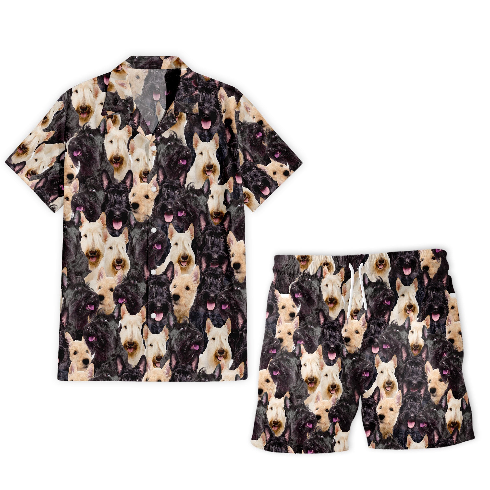 Scottish Terrier Full Face Hawaiian Shirt & Short