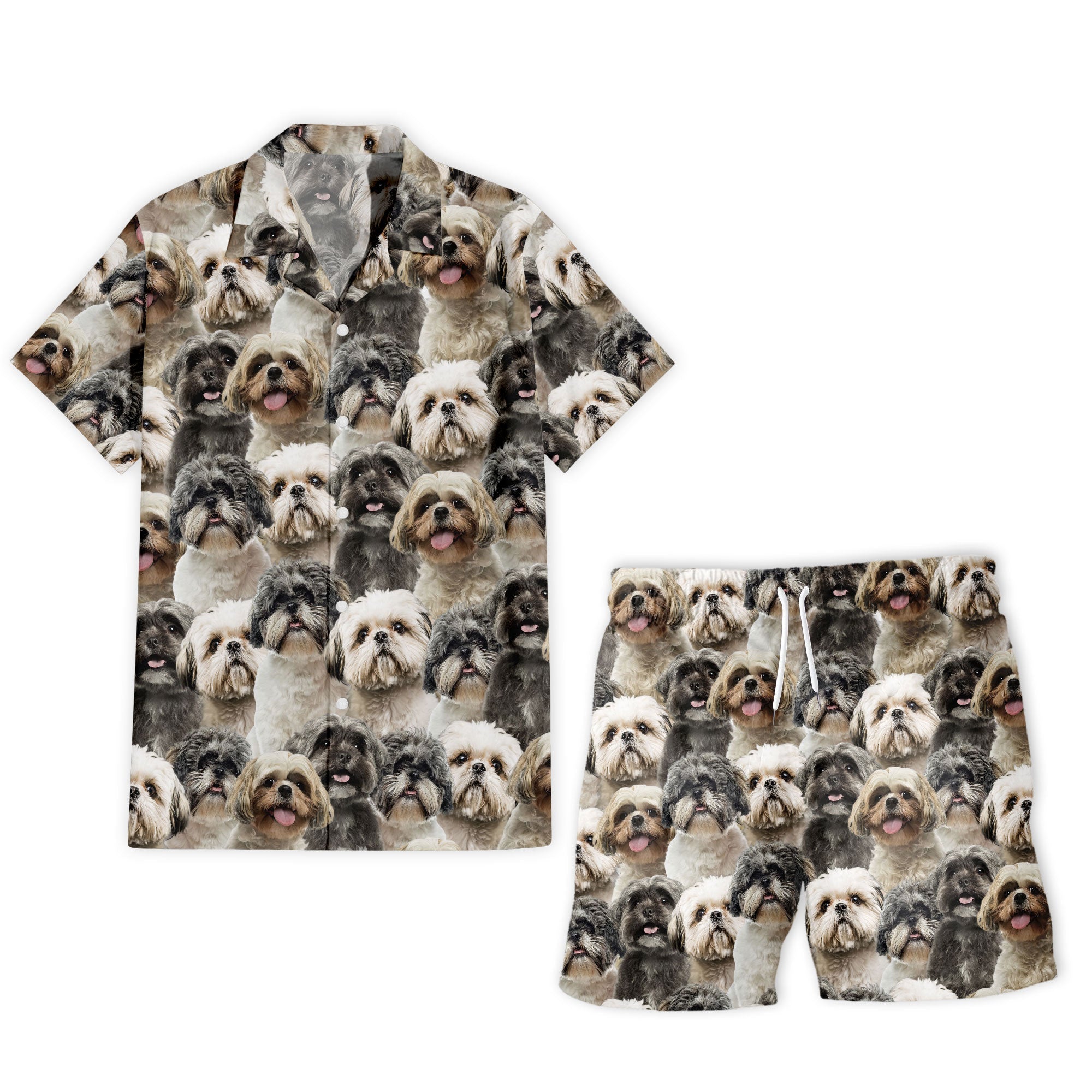 Shih Tzu Full Face Hawaiian Shirt & Short