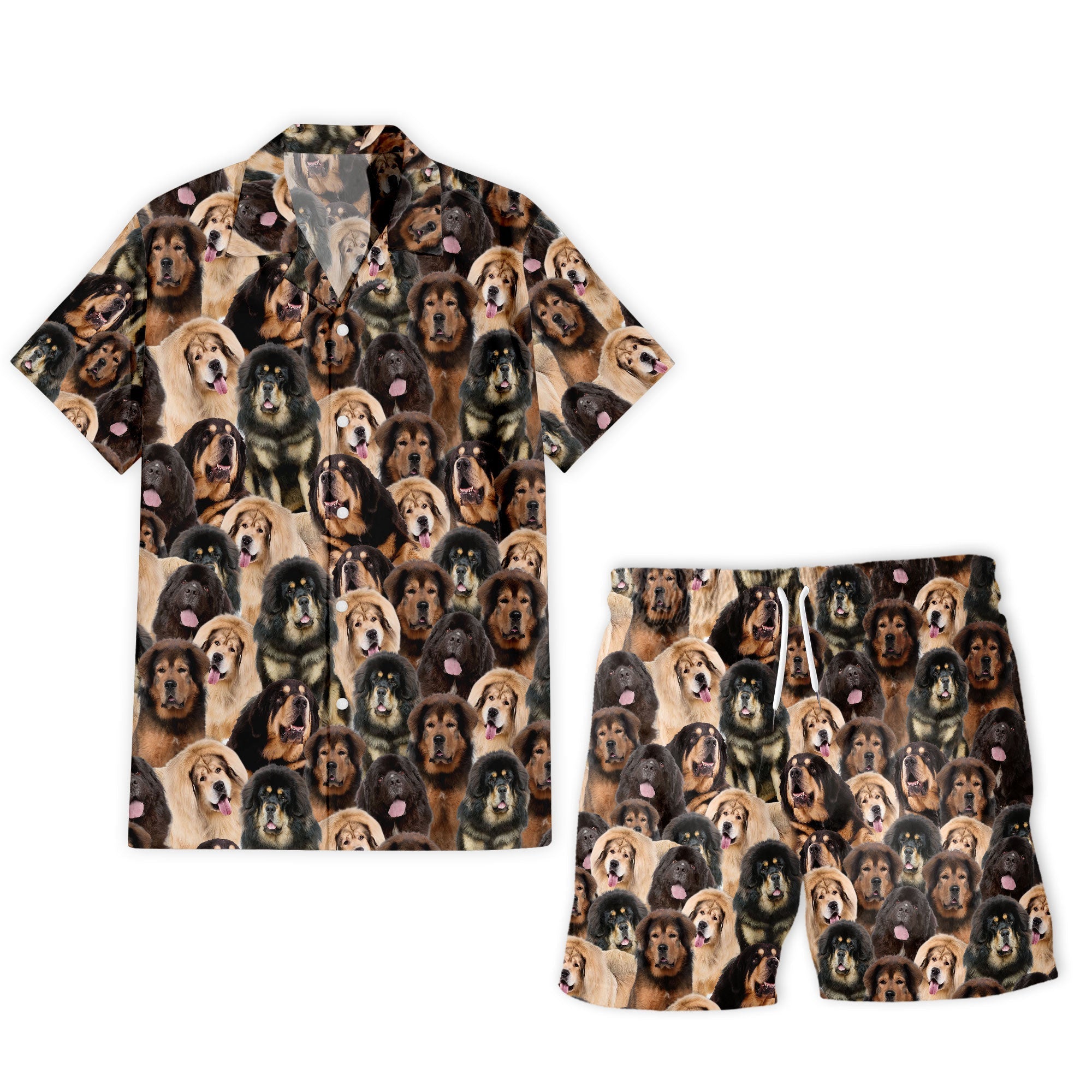 Tibetan Mastiff Full Face Hawaiian Shirt & Short