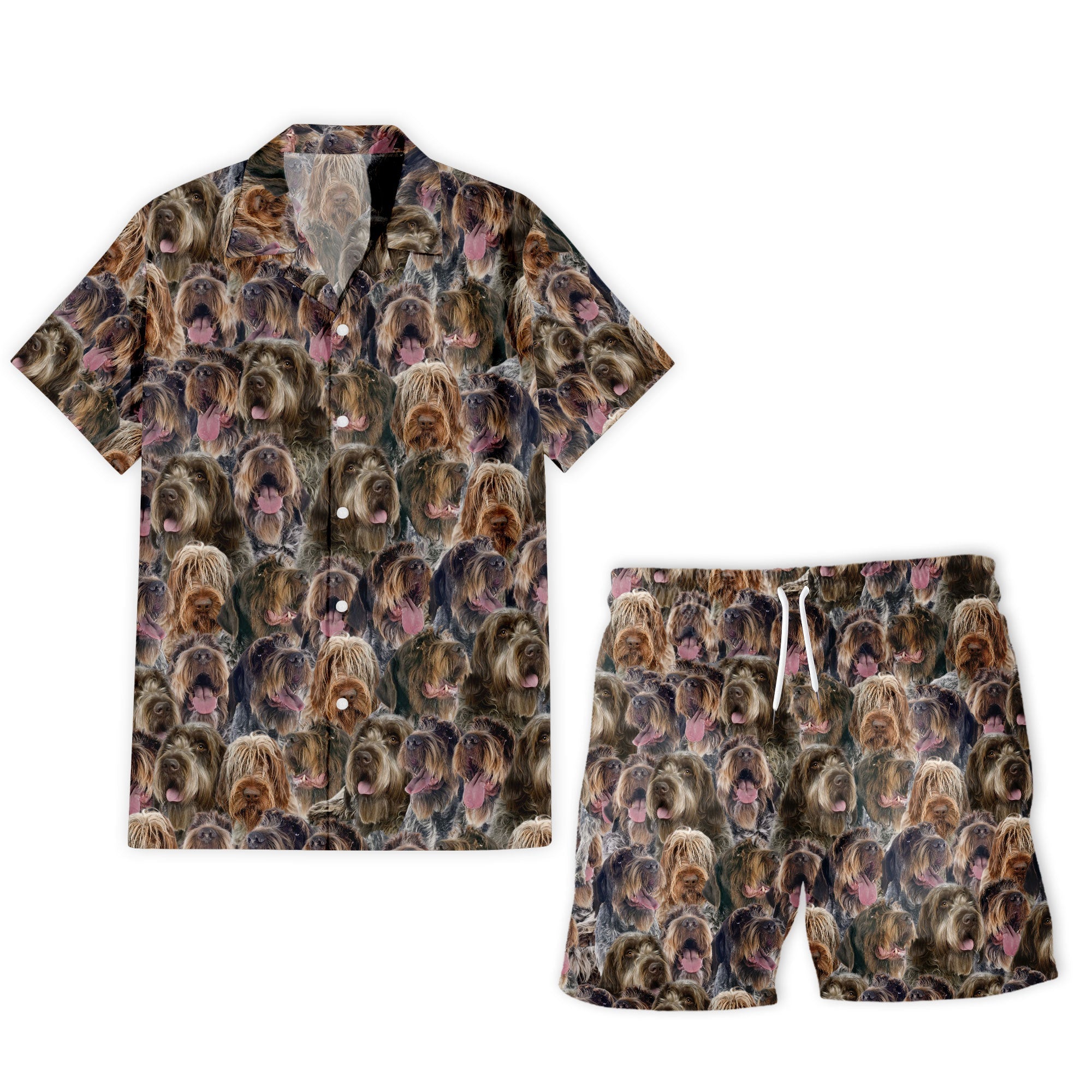 Wirehaired Pointing Griffo Full Face Hawaiian Shirt & Short