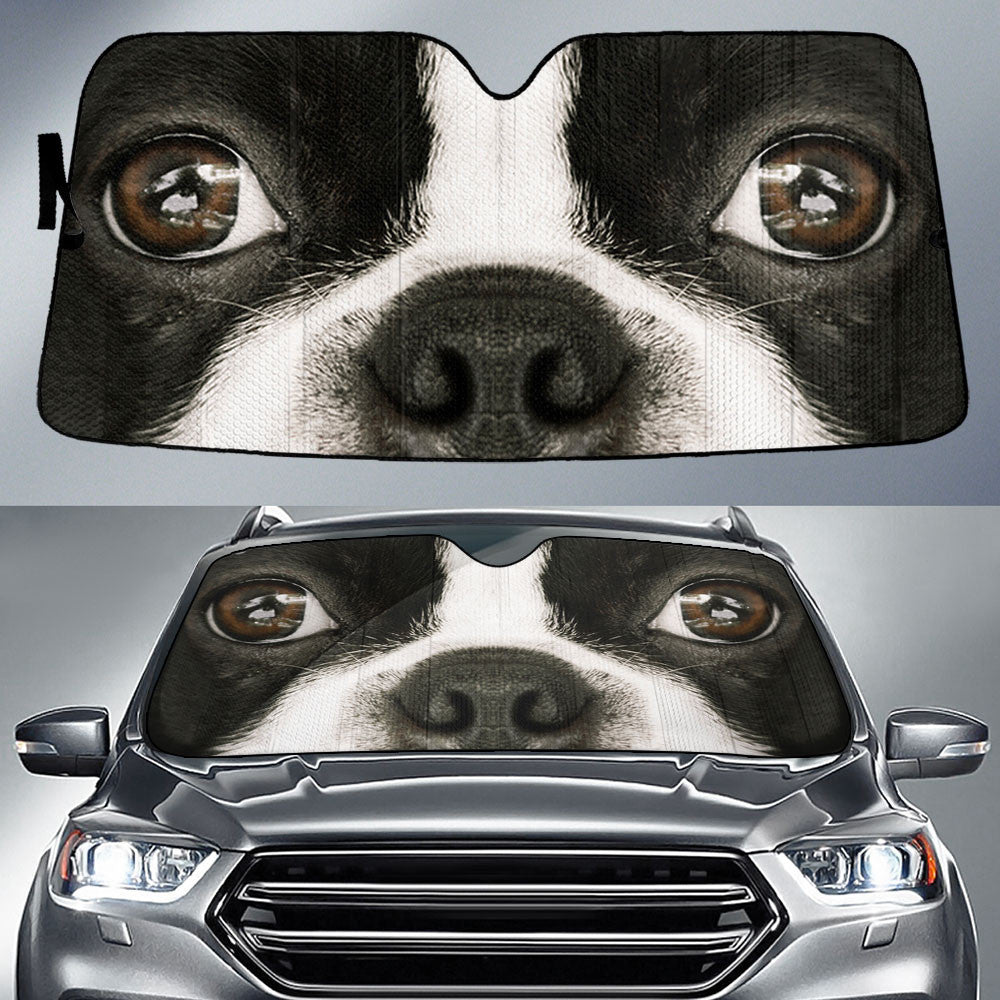 Boston Terrier Eyes Car Sun Shade 94