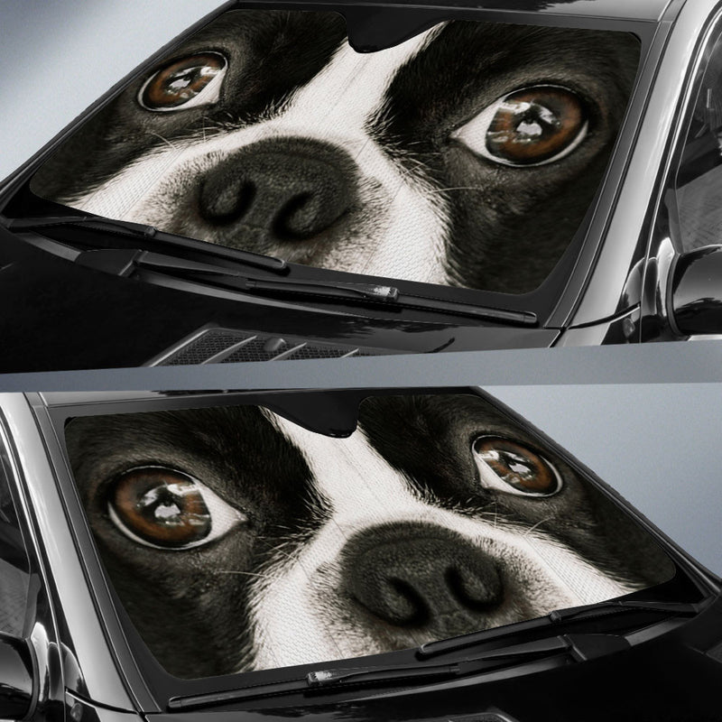 Boston Terrier Eyes Car Sun Shade 94