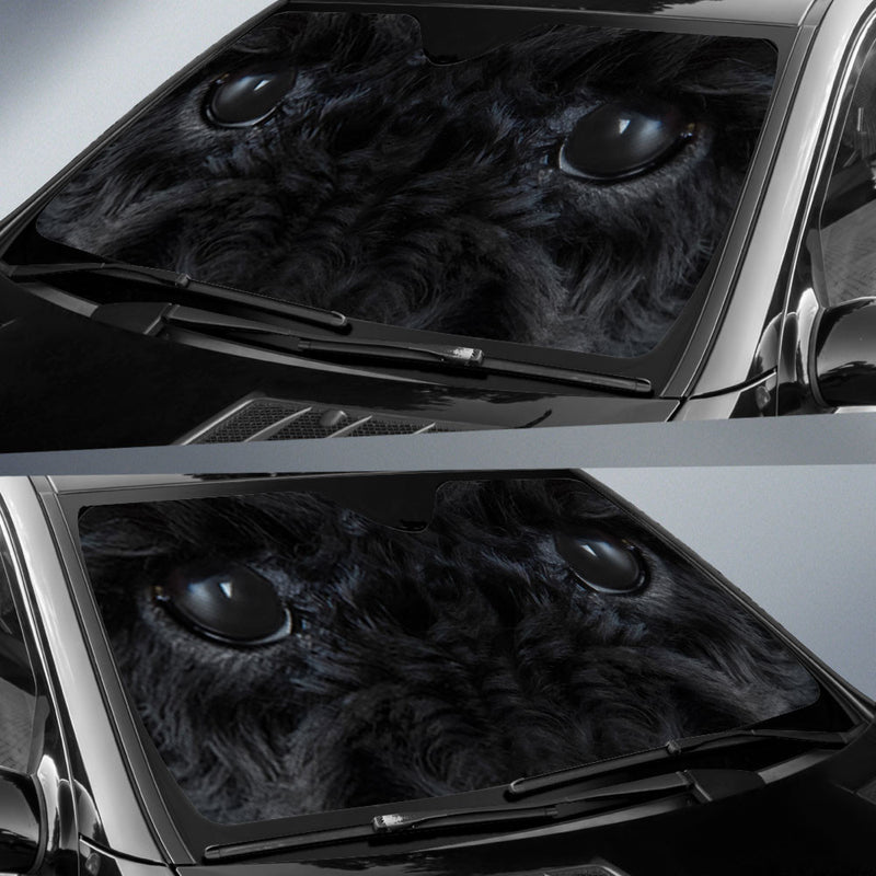 Black Poodle Eyes Car Sun Shade 94