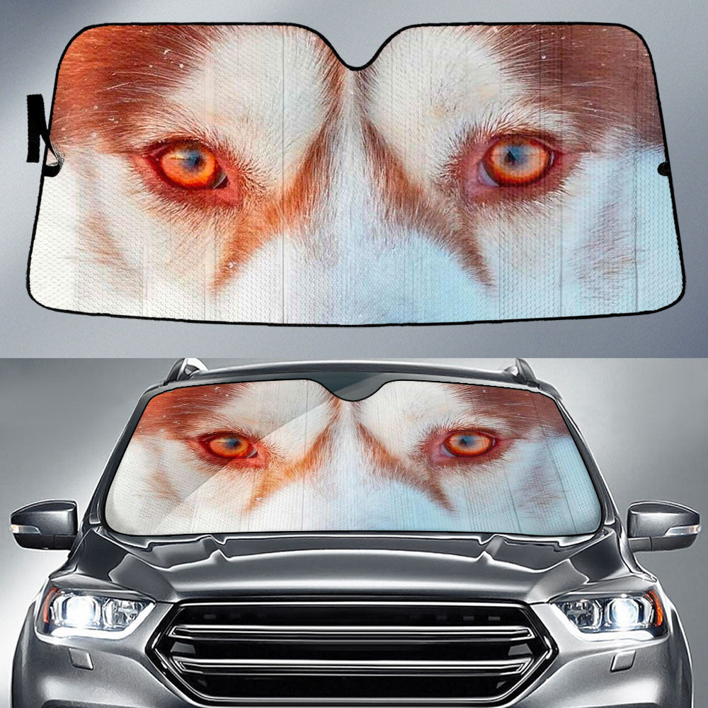 Siberian Husky Brown Eyes Car Sun Shade 94