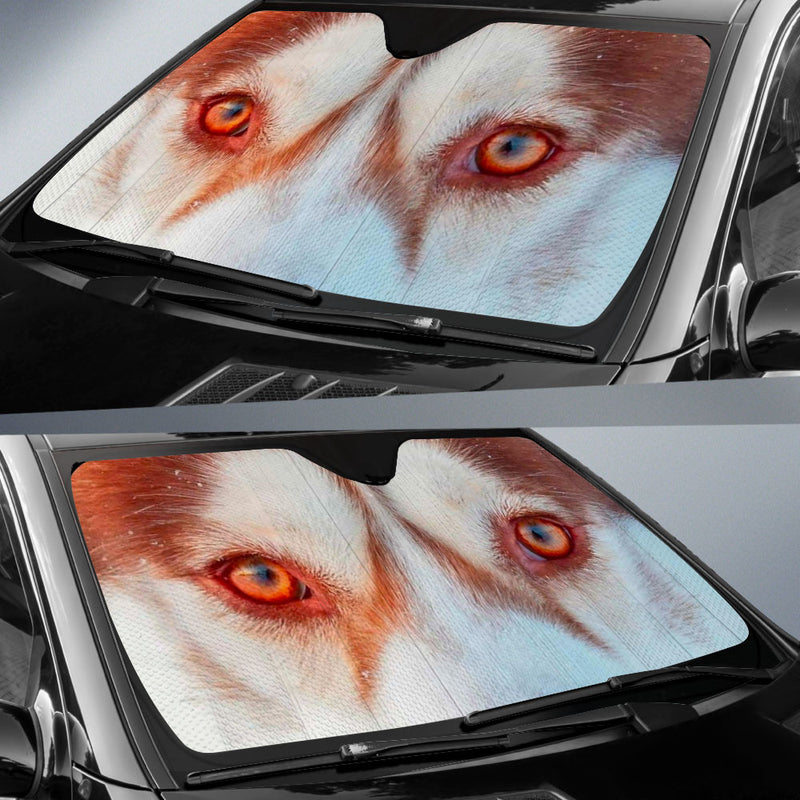 Siberian Husky Brown Eyes Car Sun Shade 94
