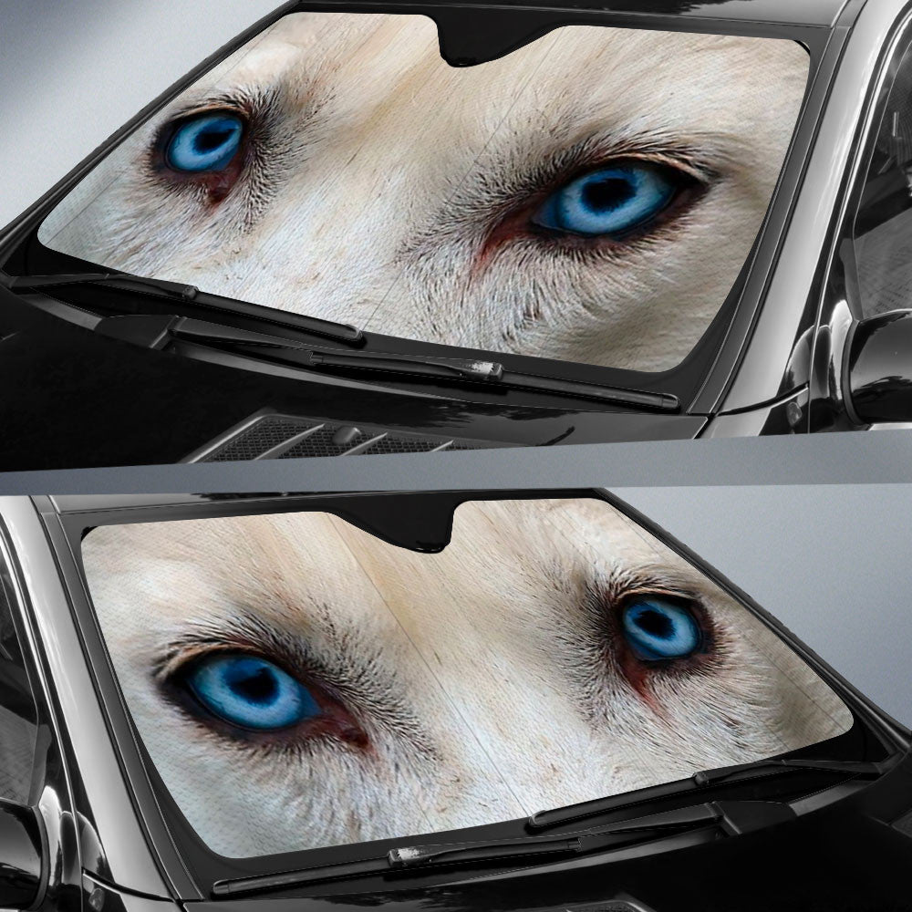 Blue Eyed White Husky Eyes Car Sun Shade 94
