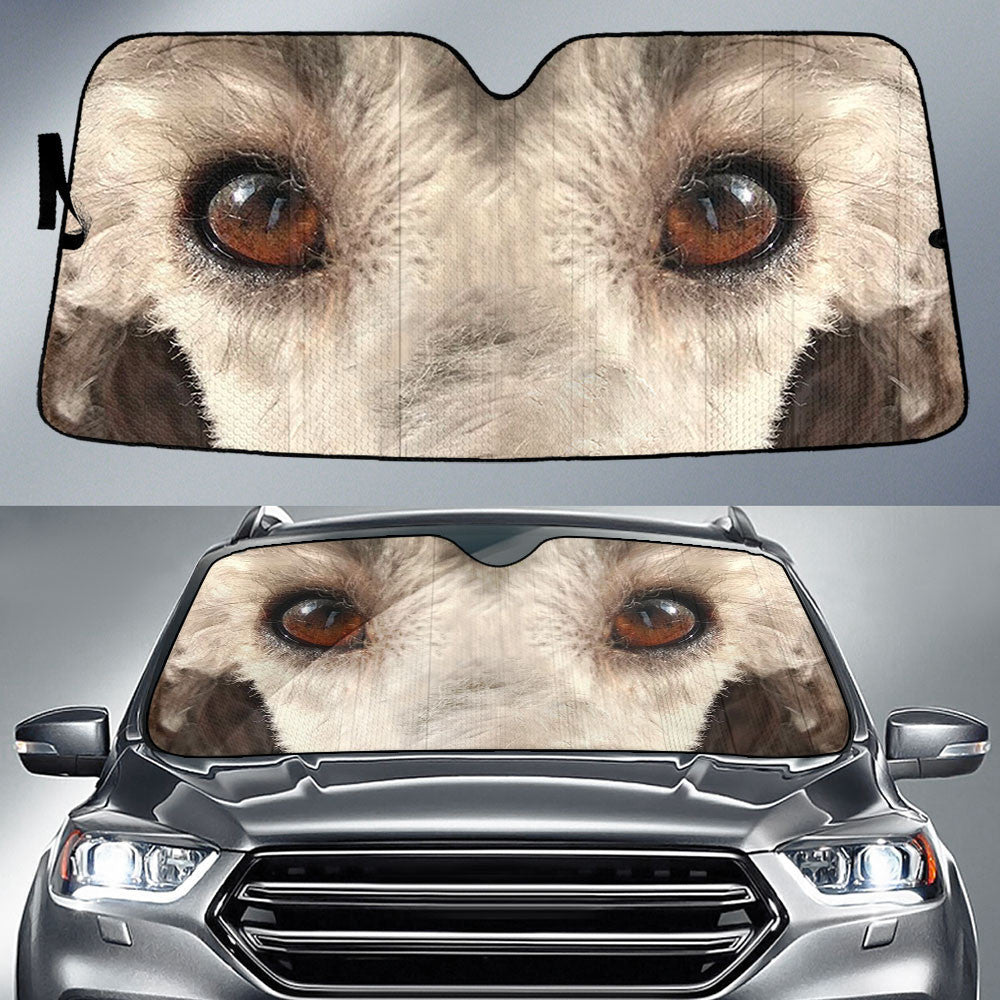Silver Poodle Eyes Car Sun Shade 94