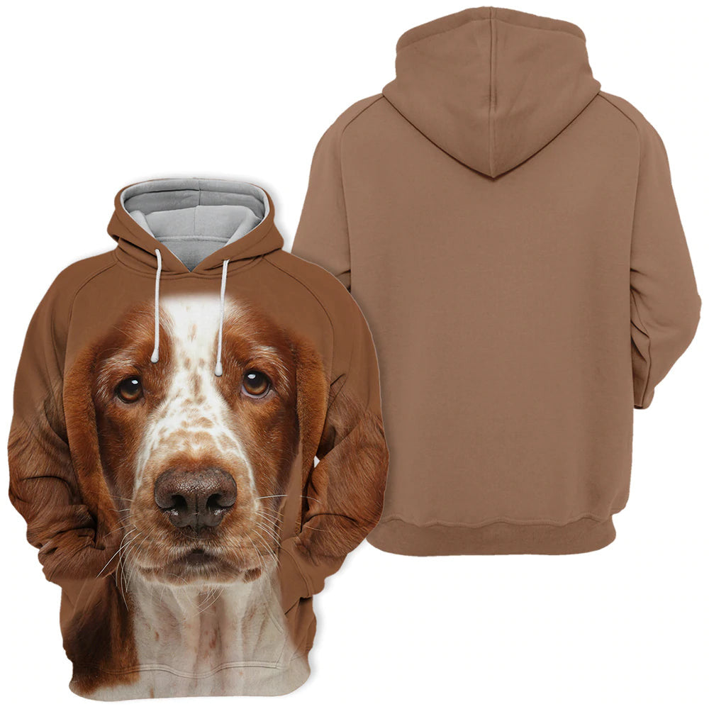 Welsh Springer Spaniel Sit - Unisex 3D Graphic Hoodie