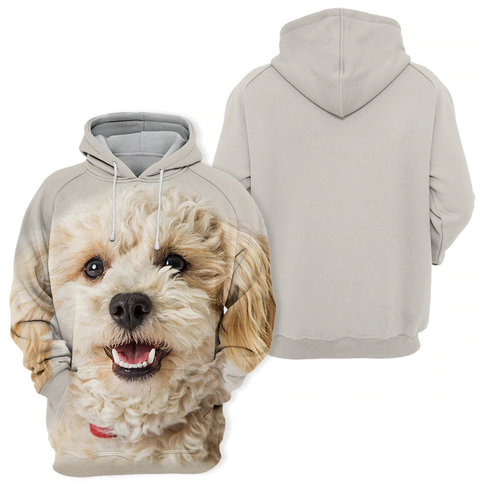 White Mixed Breed Poodle Smile - Unisex 3D Graphic Hoodie
