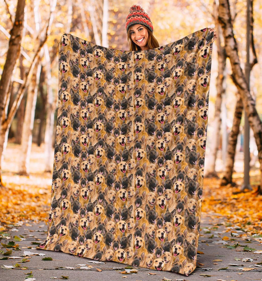 German Shepard - Golden Retriever Full Face Blanket
