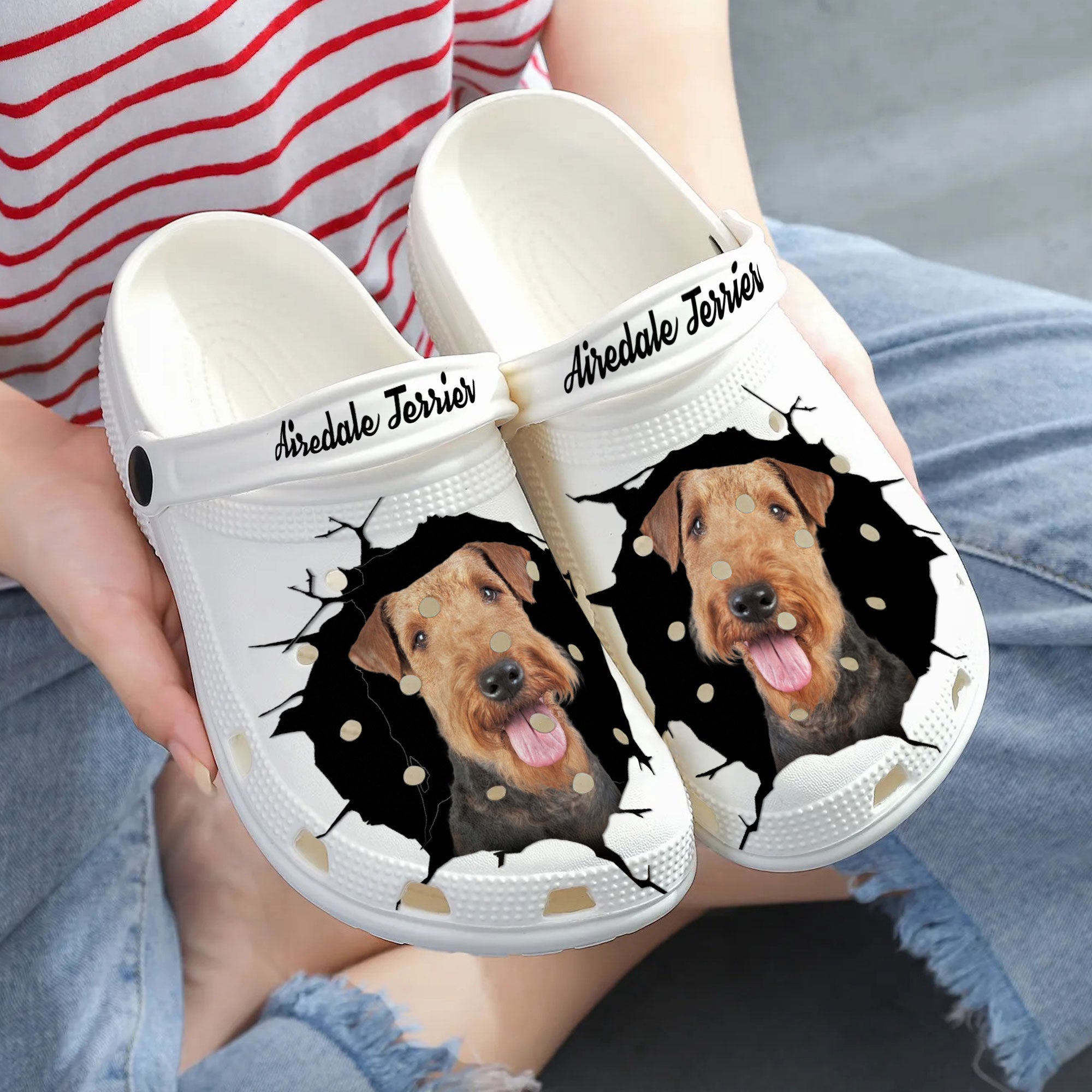 Airedale Terrier - 3D Graphic Custom Name Crocs Shoes