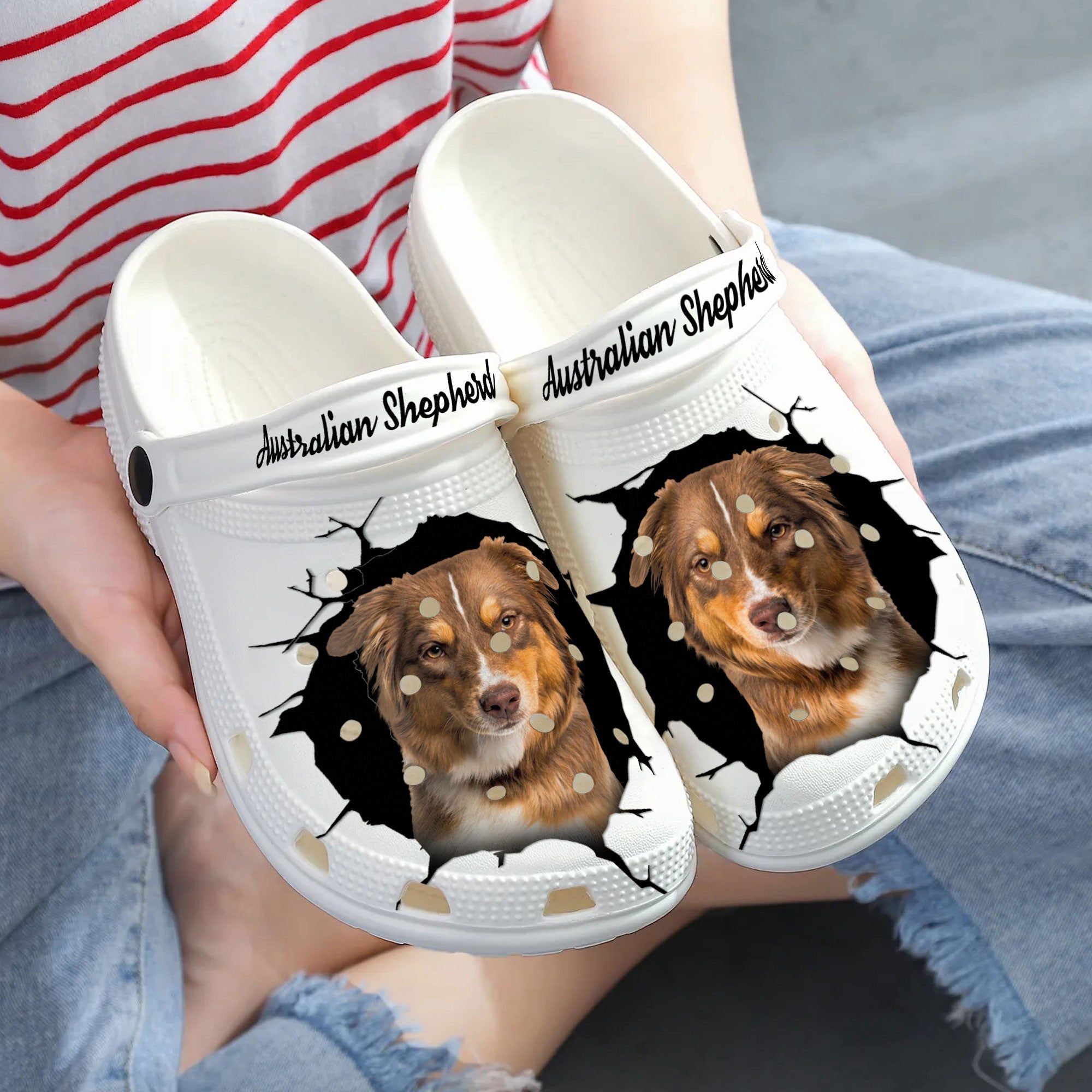Australian Shepherd - 3D Graphic Custom Name Crocs Shoes