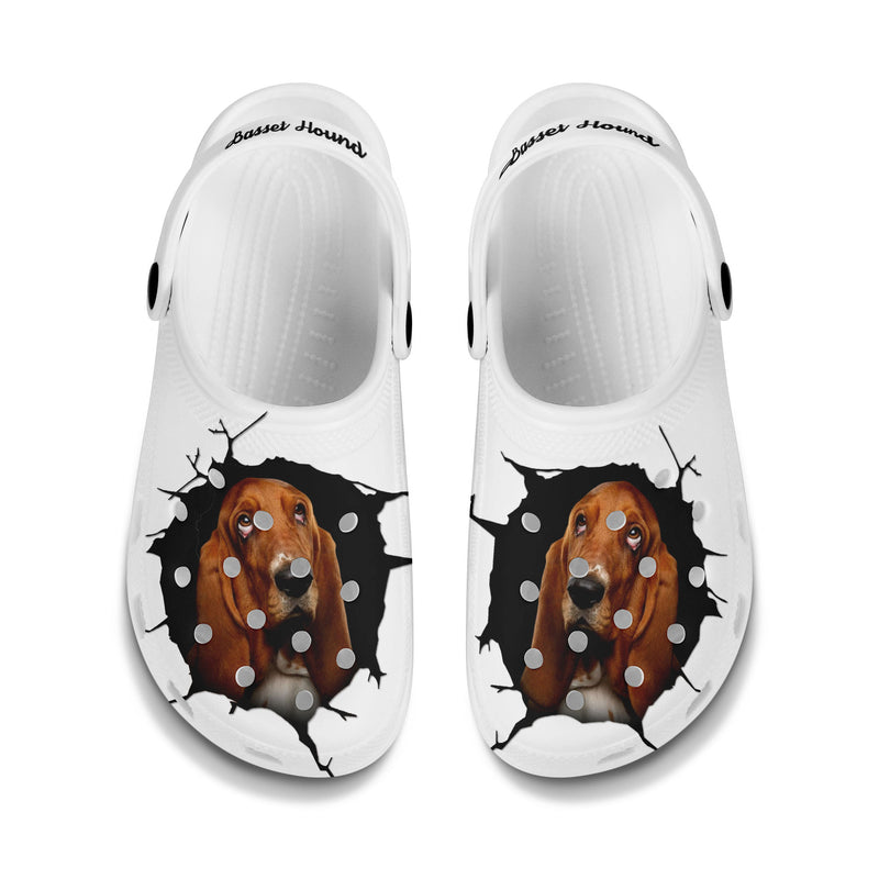 Basset Hound - 3D Graphic Custom Name Crocs Shoes