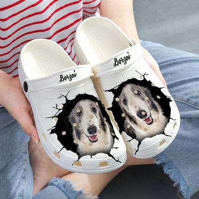 Borzoi - 3D Graphic Custom Name Crocs Shoes