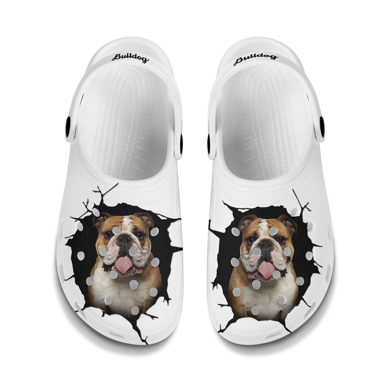 Bulldog - 3D Graphic Custom Name Crocs Shoes