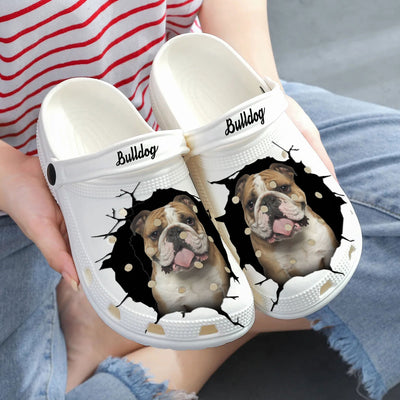 Bulldog - 3D Graphic Custom Name Crocs Shoes