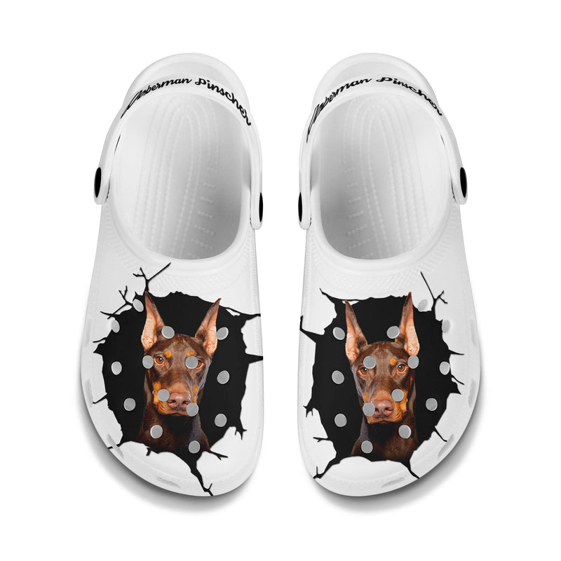 Doberman Pinscher - 3D Graphic Custom Name Crocs Shoes