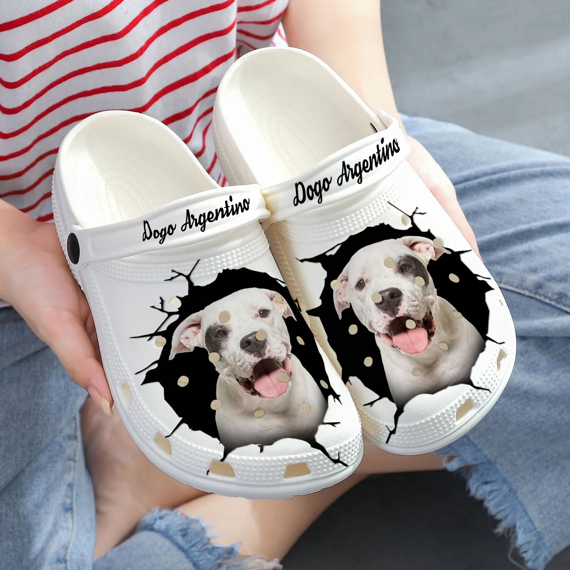 Dogo Argentino - 3D Graphic Custom Name Crocs Shoes