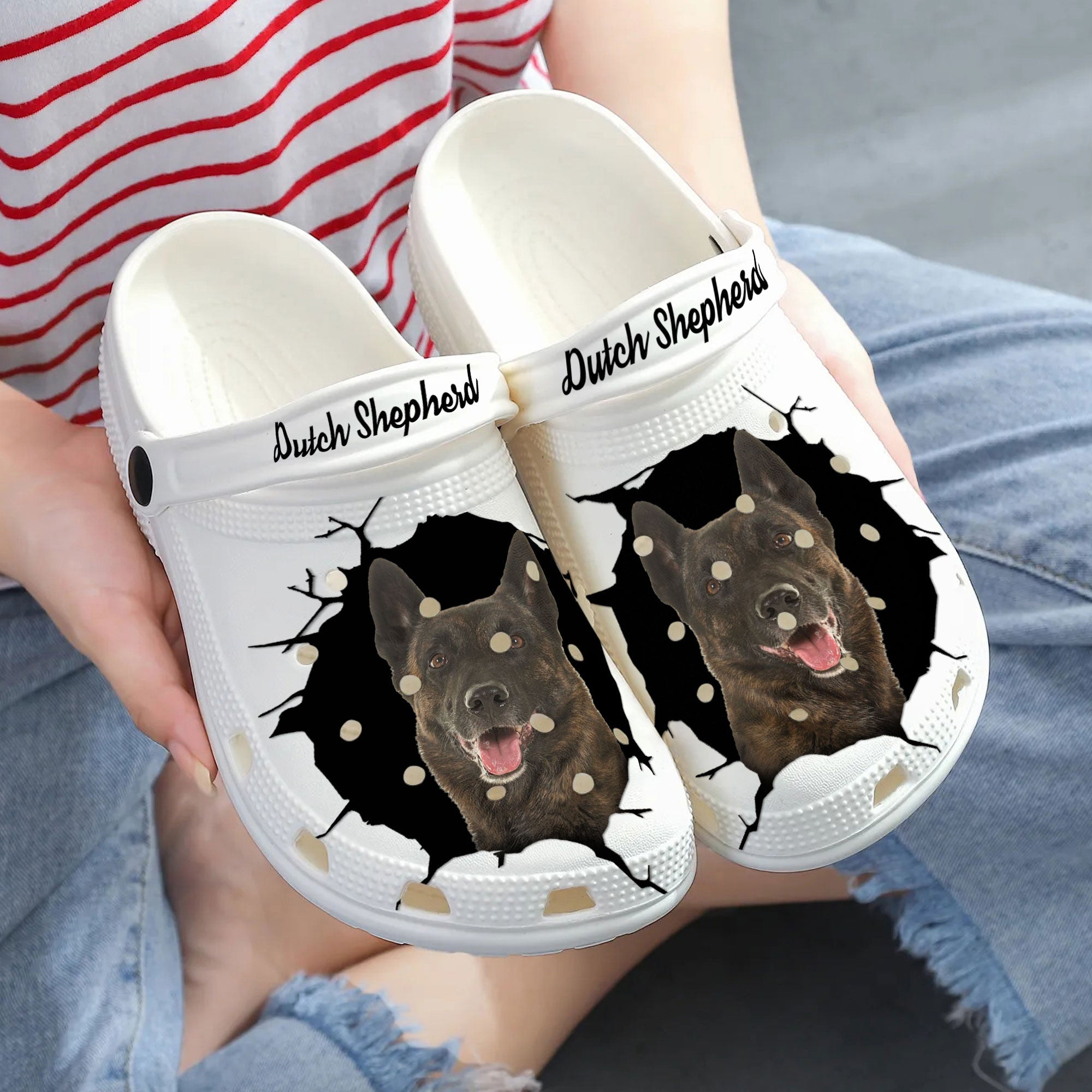 Dutch Shepherd - 3D Graphic Custom Name Crocs Shoes